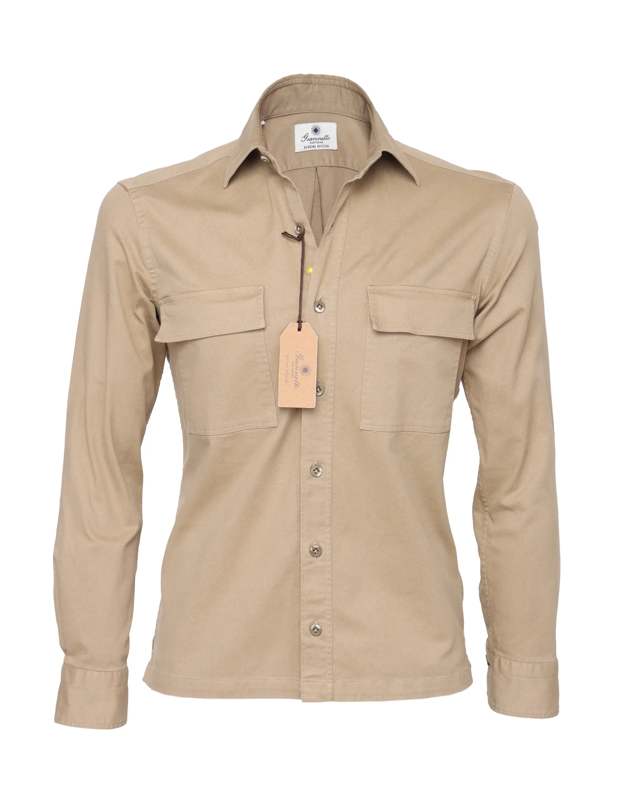 GIANNETTO PORTOFINO SHIRT JACKET - BEIGE - STRETCH COTTON