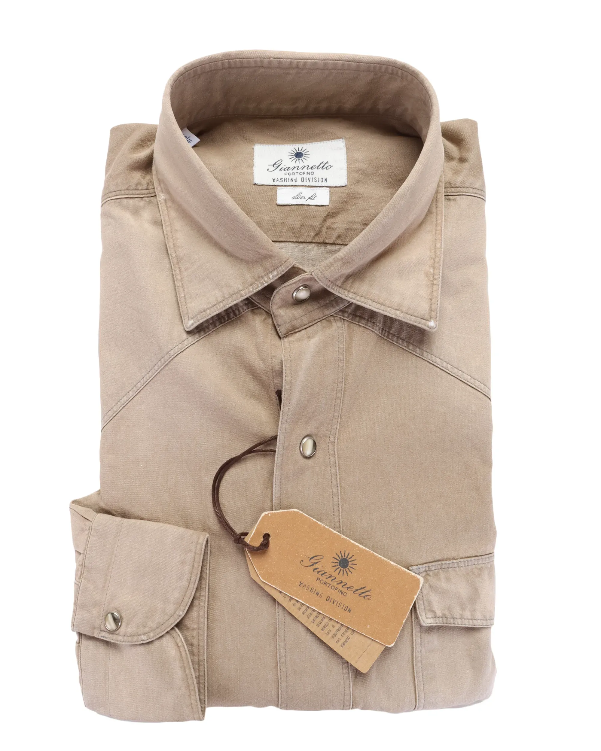 GIANNETTO PORTOFINO SHIRT - BEIGE - COTTON 