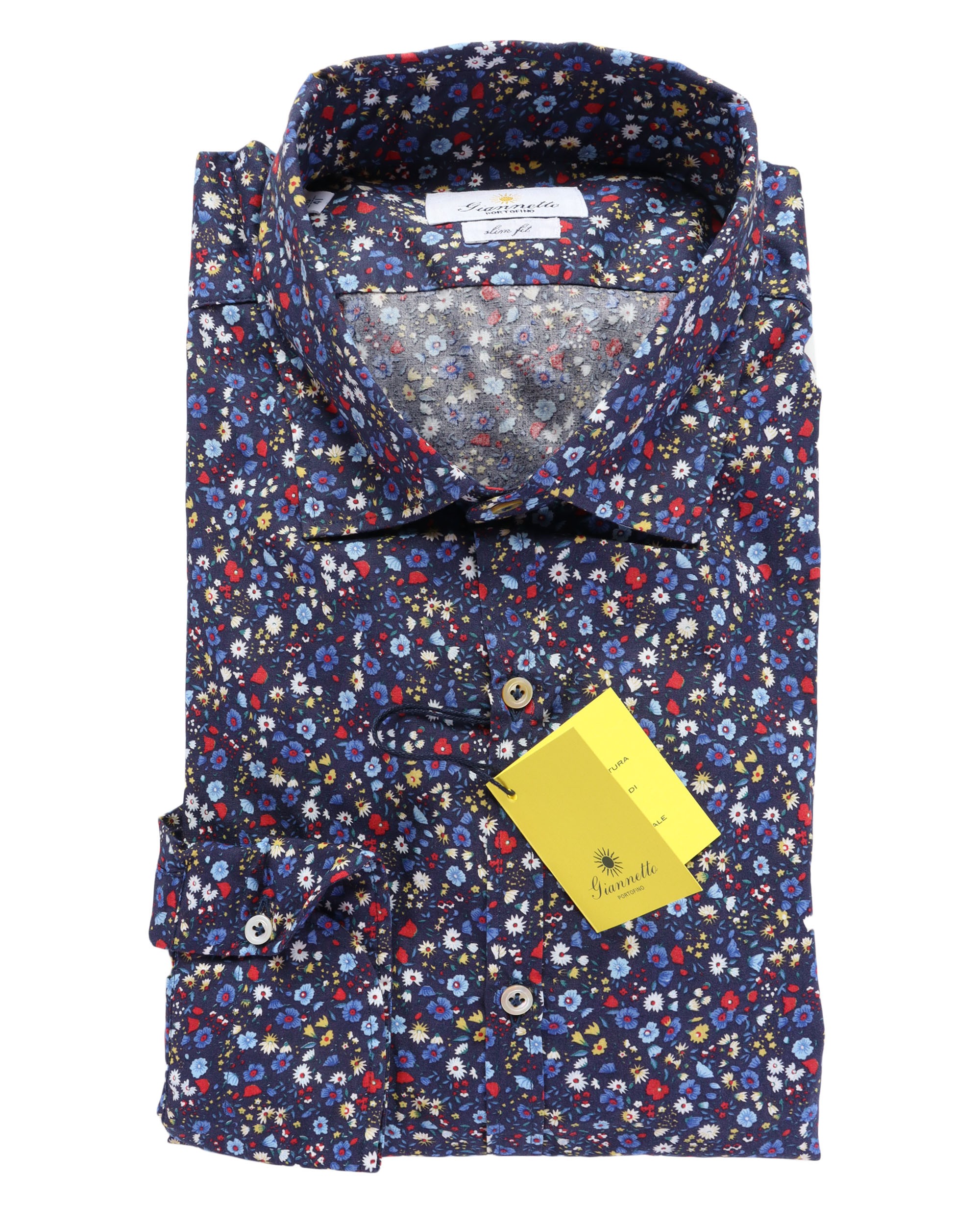 GIANNETTO PORTOFINO SHIRT - NAVY BLUE - COTTON