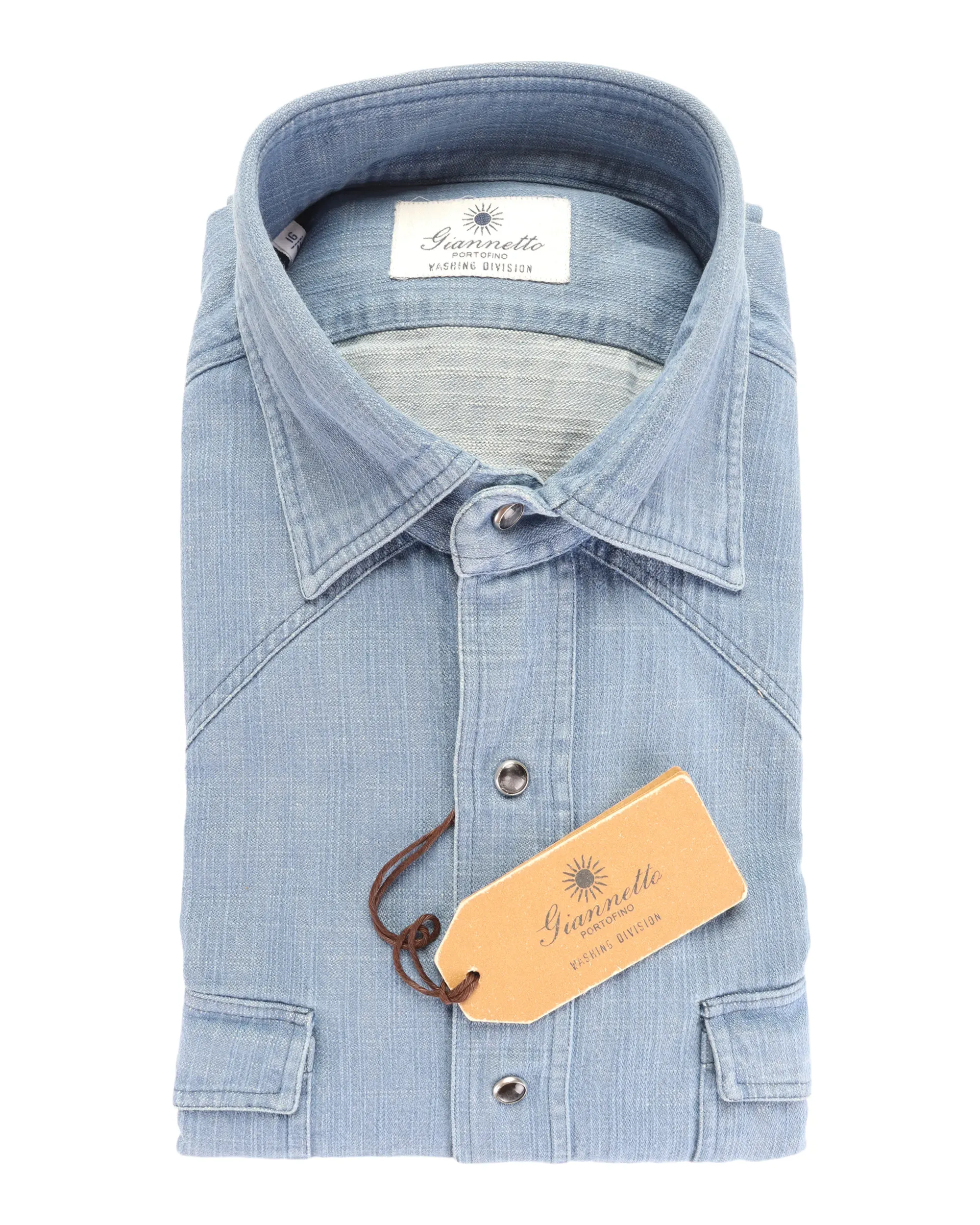GIANNETTO PORTOFINO SHIRT - BLUE  - COTTON DENIM