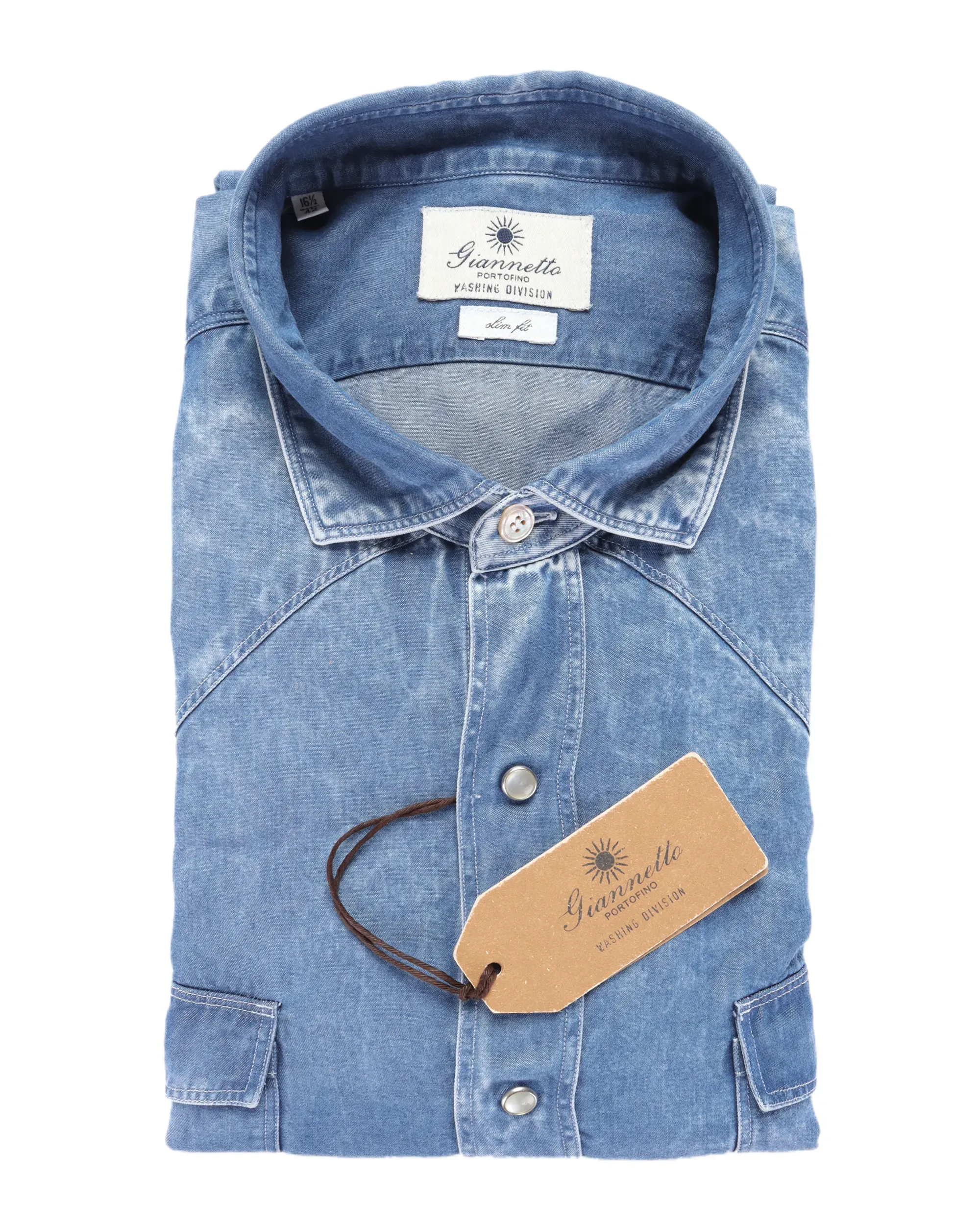 GIANNETTO PORTOFINO SHIRT - BLUE - TENCIL DENIM