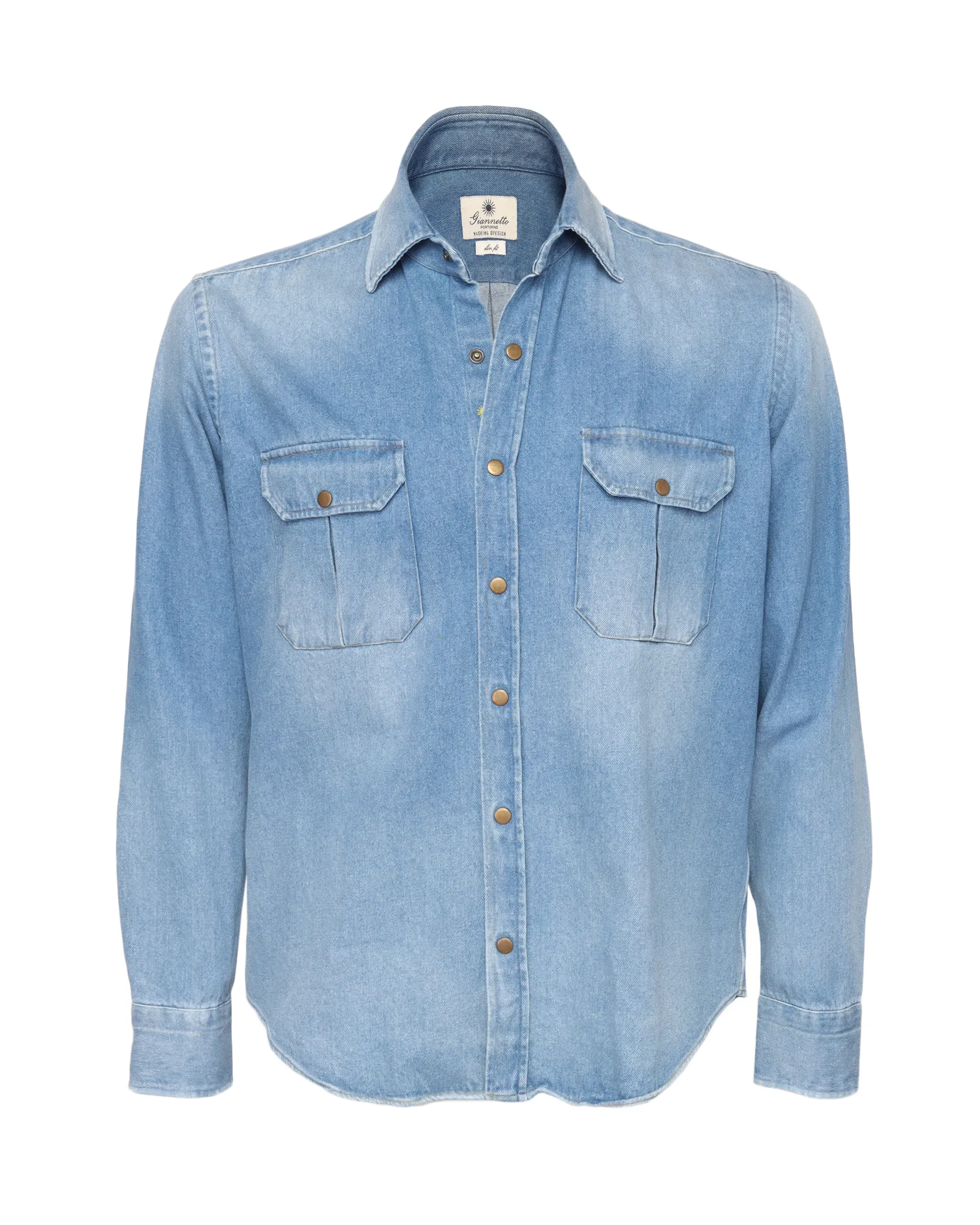 GIANNETTO PORTOFINO SHIRT - BLUE - COTTON DENIM