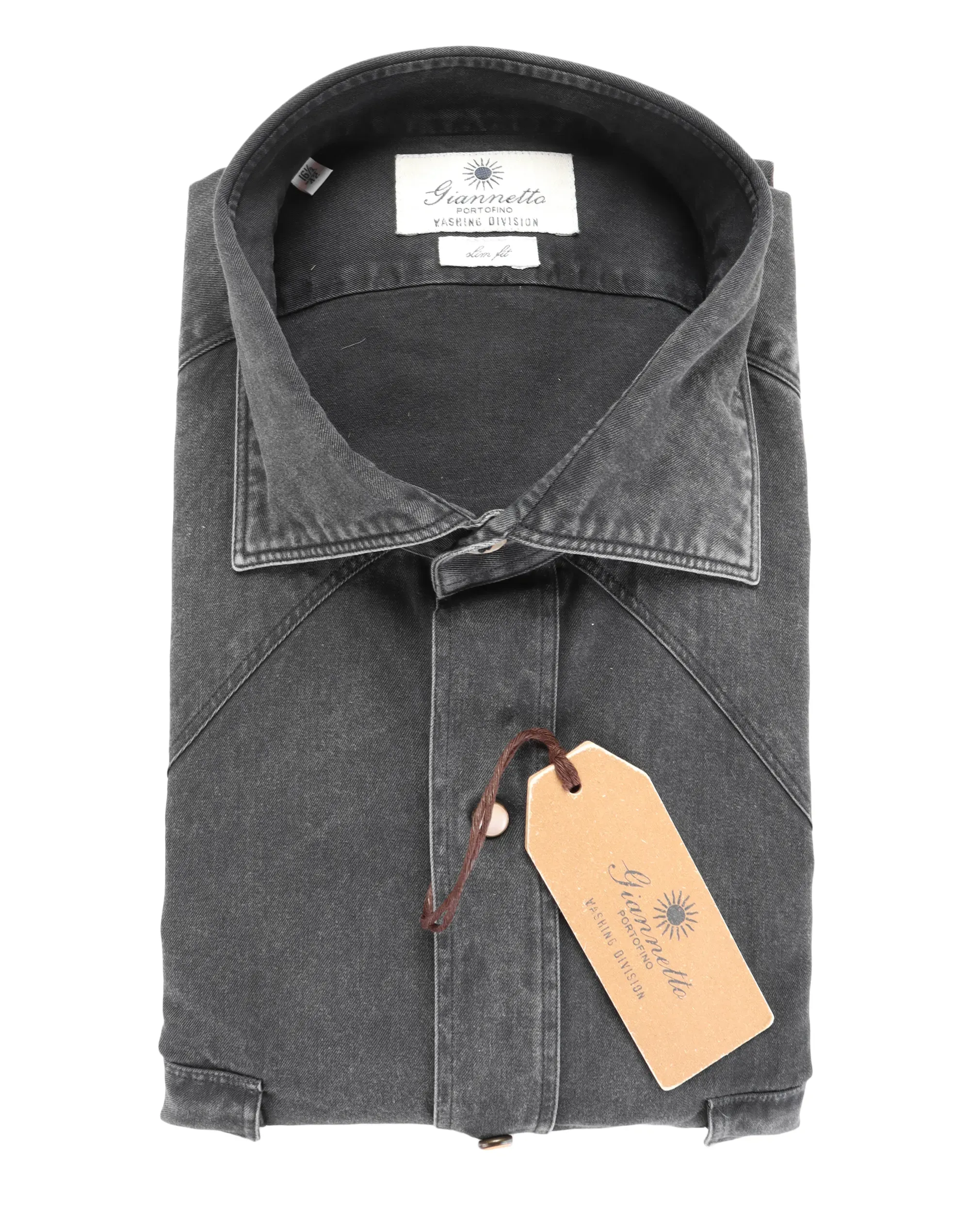 GIANNETTO PORTOFINO SHIRT - GREY - COTTON DENIM