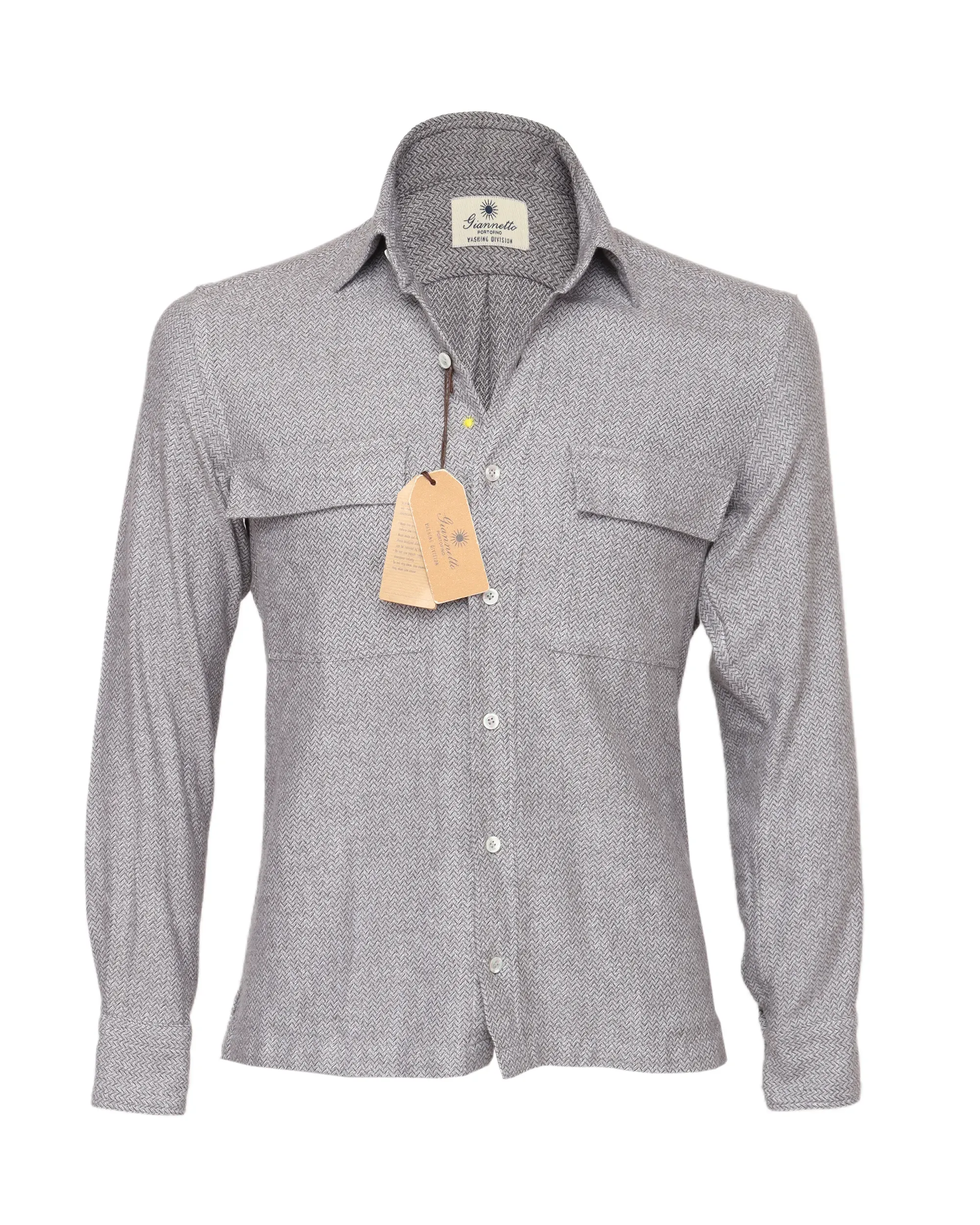 GIANNETTO PORTOFINO SHIRT JACKET - GREY - COTTON FLANNEL