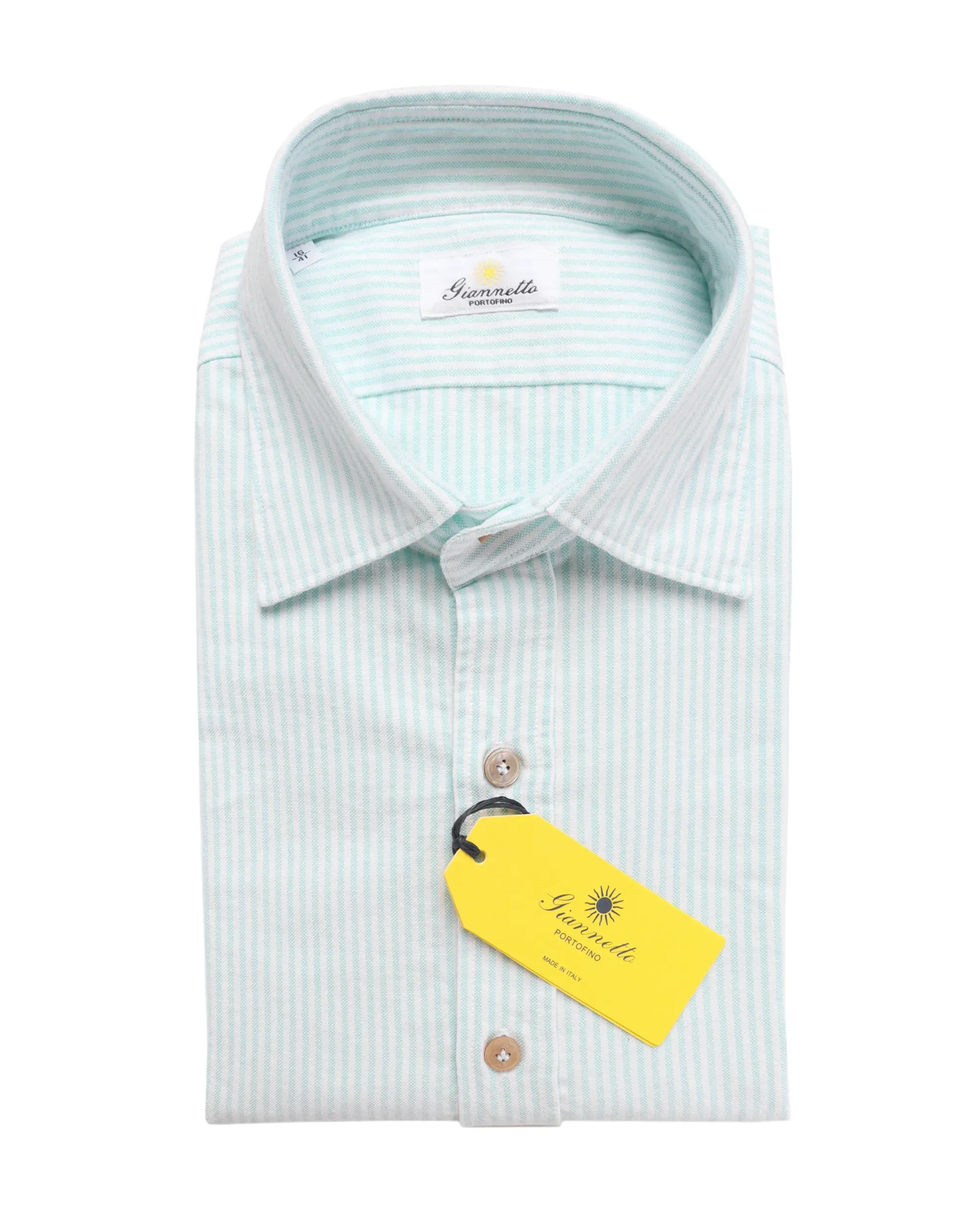 GIANNETTO PORTOFINO SHIRT - WHITE & TURQUOISE - COTTON