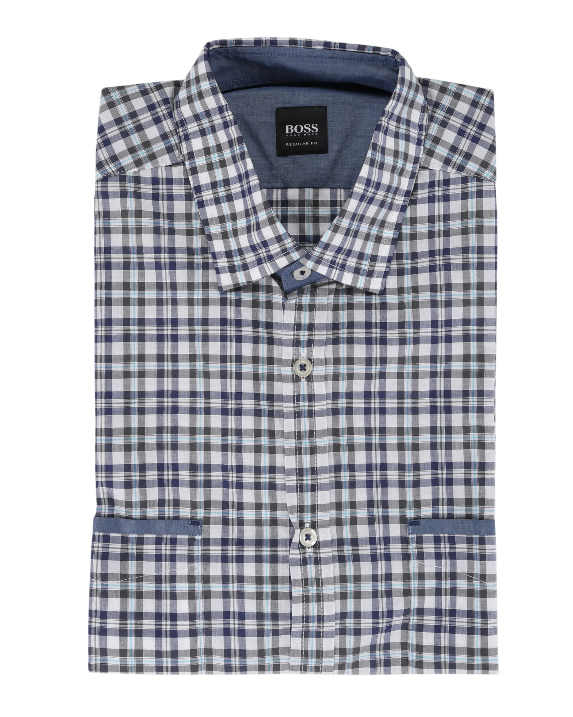 HUGO BOSS SHIRT - BLUE & WHITE - COTTON & LINEN