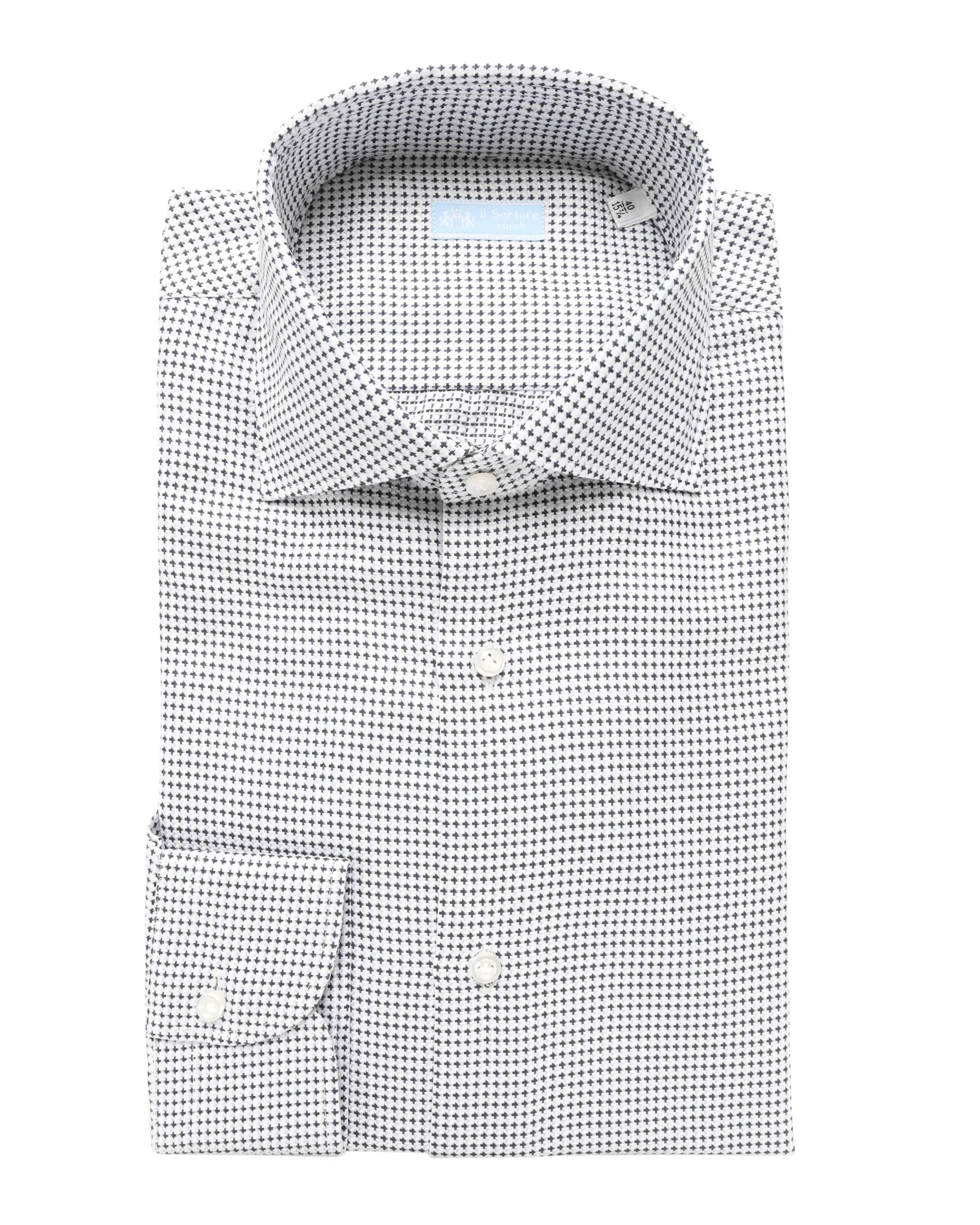 IL SARTORE NAPOLI DRESS SHIRT - WHITE & BLUE - COTTON JERSEY