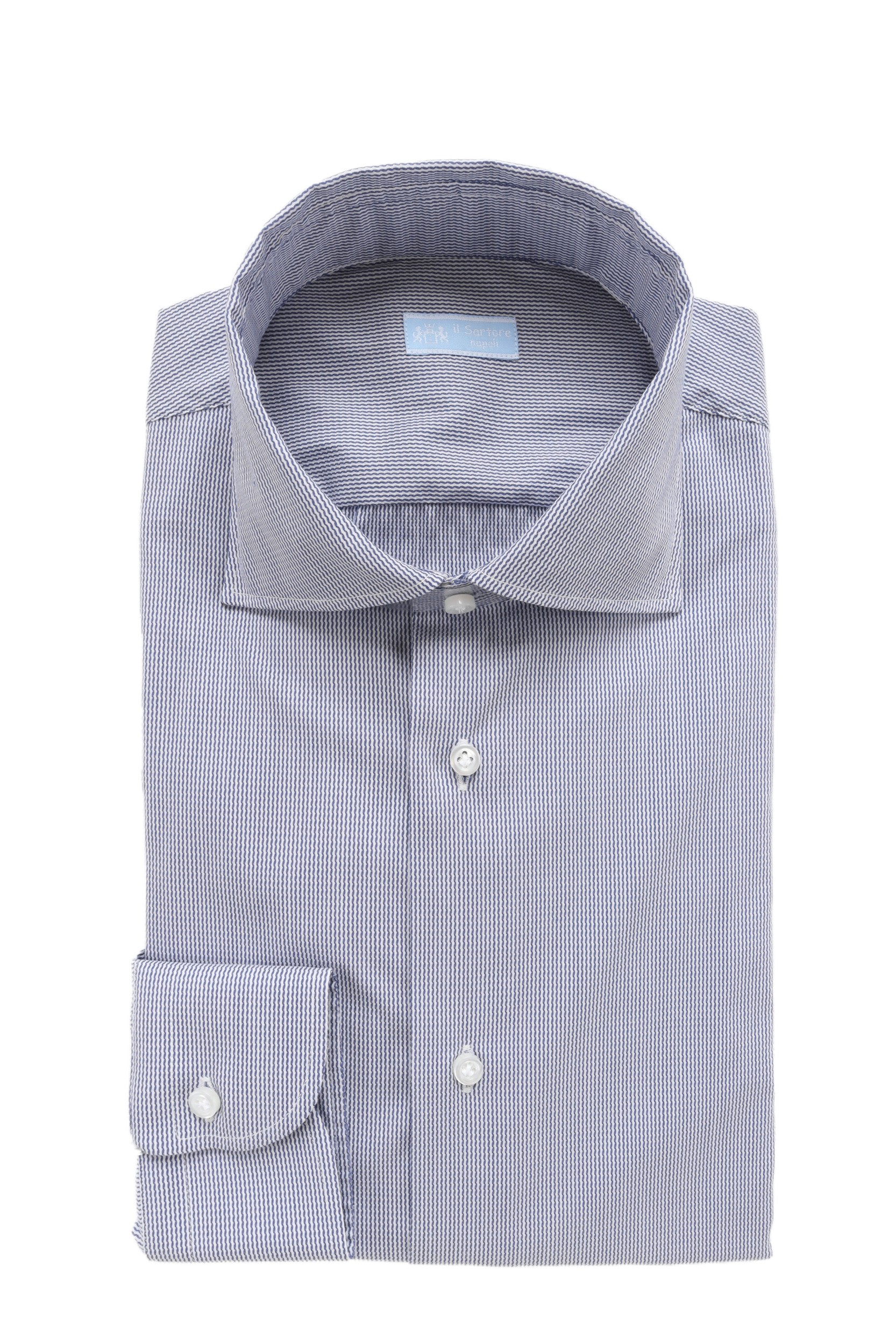 IL SARTORE NAPOLI DRESS SHIRT - BLUE & WHITE - STRETCH COTTON