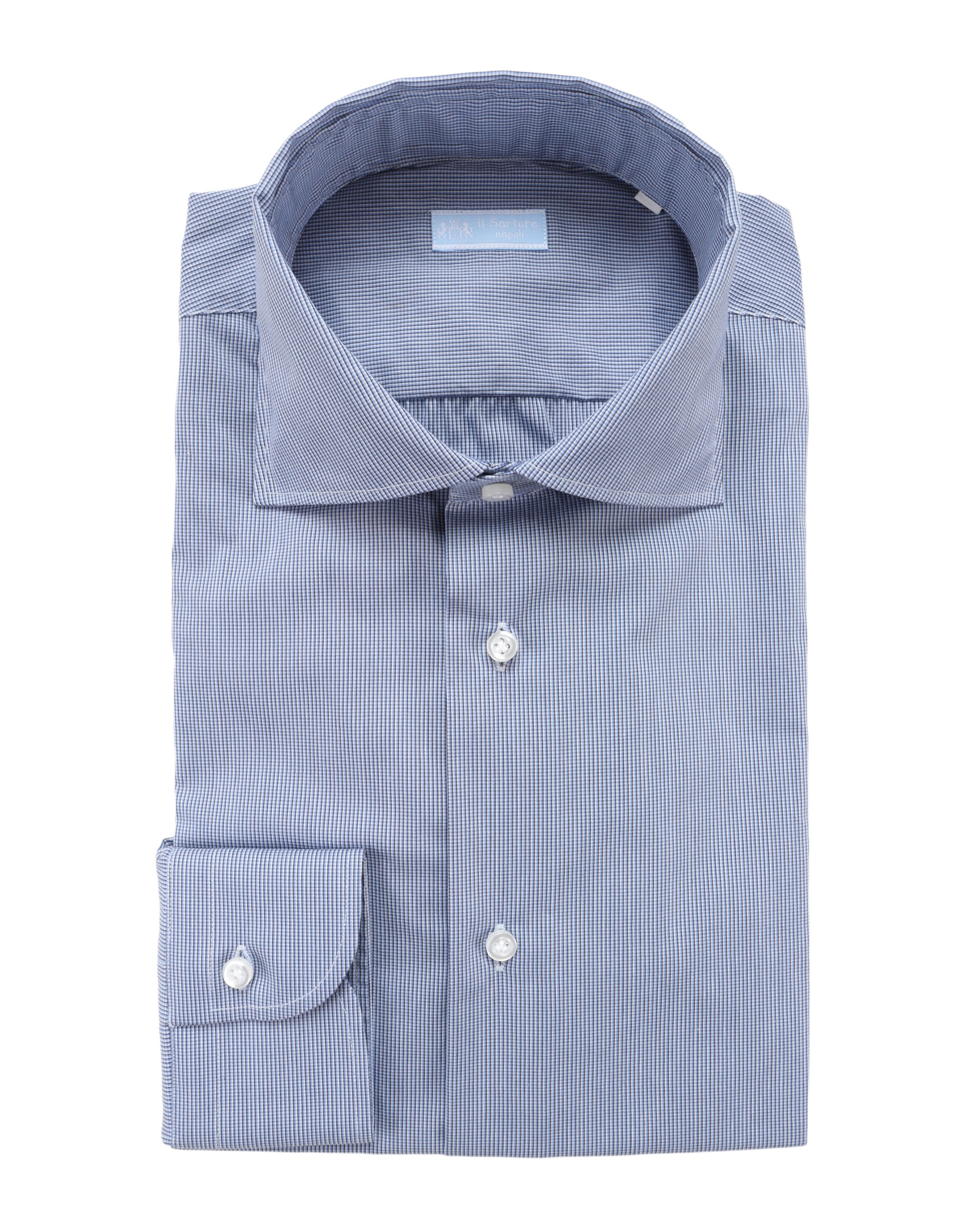 IL SARTORE NAPOLI DRESS SHIRT - BLUE & WHITE - STRETCH COTTON
