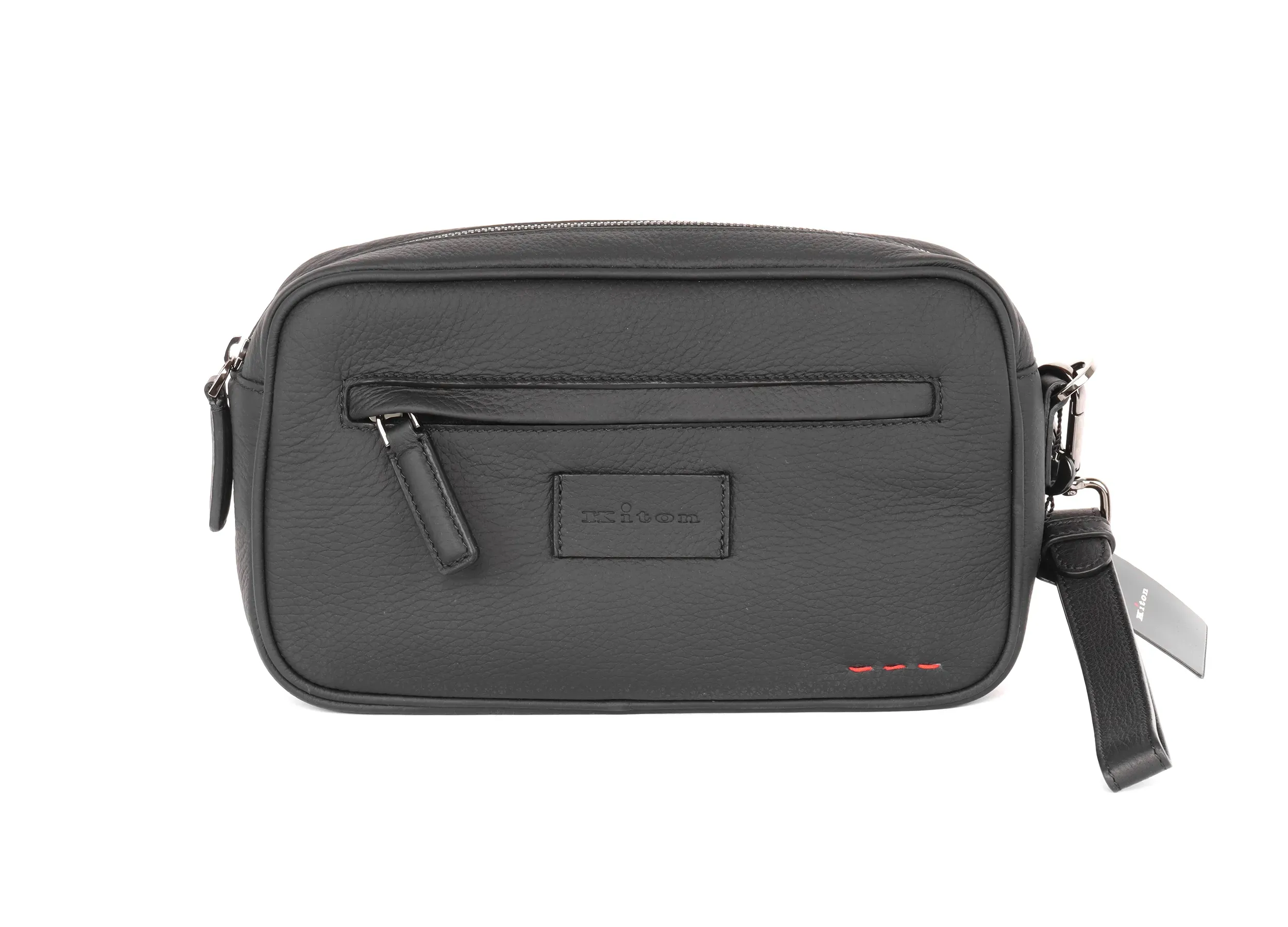 KITON WRISTLET CLUTCH BAG - BLACK - DEERSKIN LEATHER