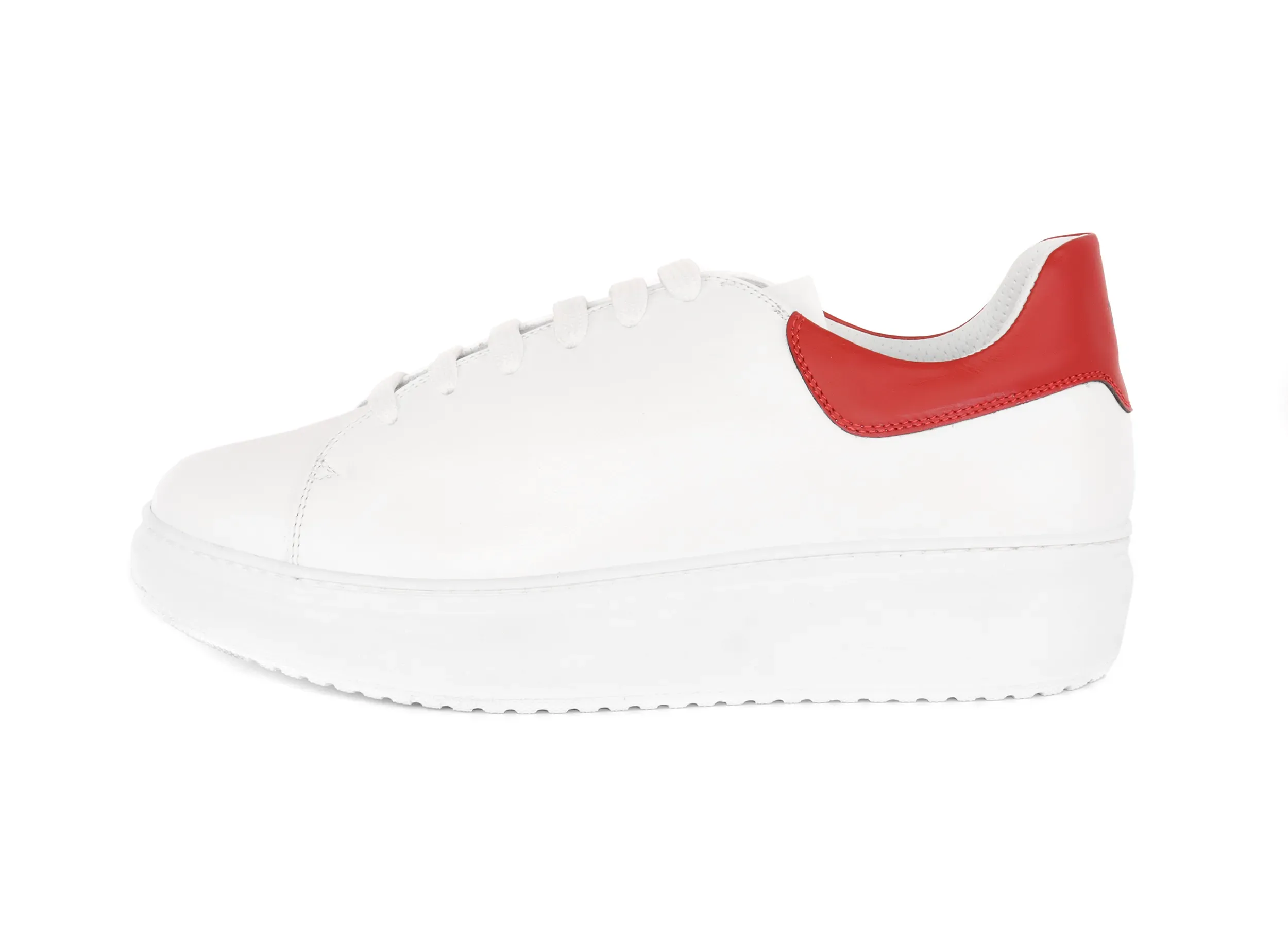 KITON SNEAKERS - CALFSKIN - WHITE & RED