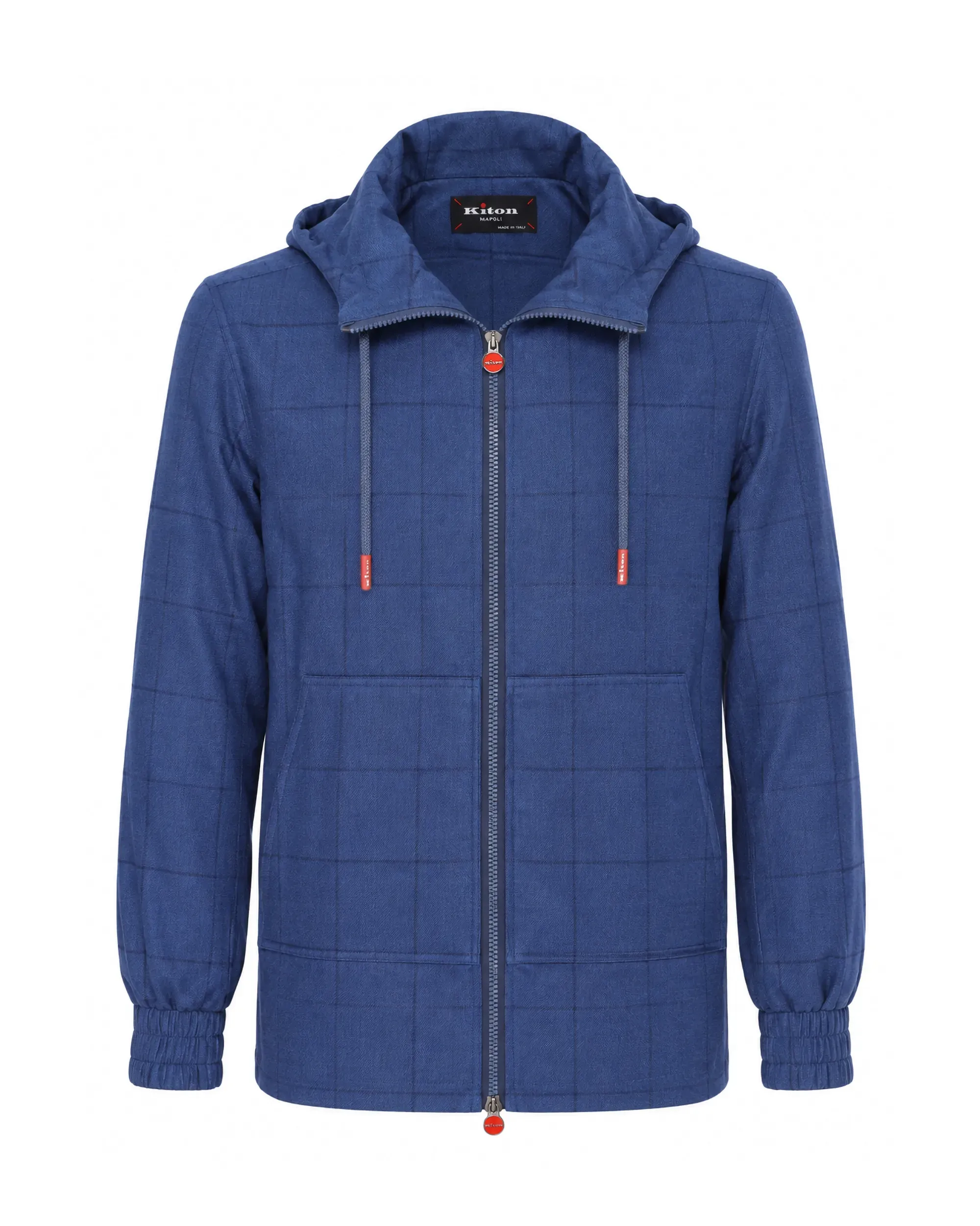 KITON HOODIE JACKET - BLUE - COTTON FLANNEL
