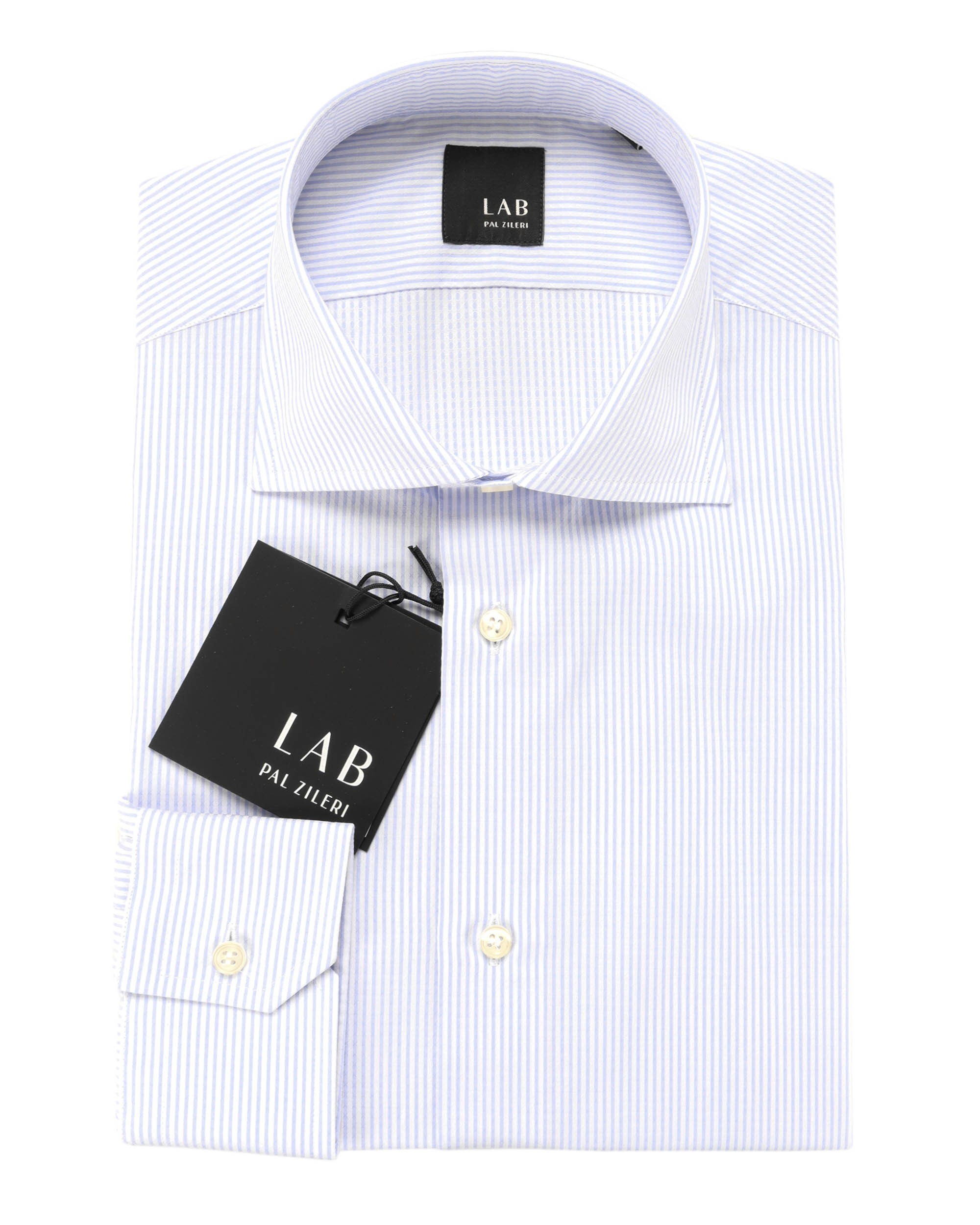PAL ZILERI DRESS SHIRT - WHITE & BLUE - COTTON