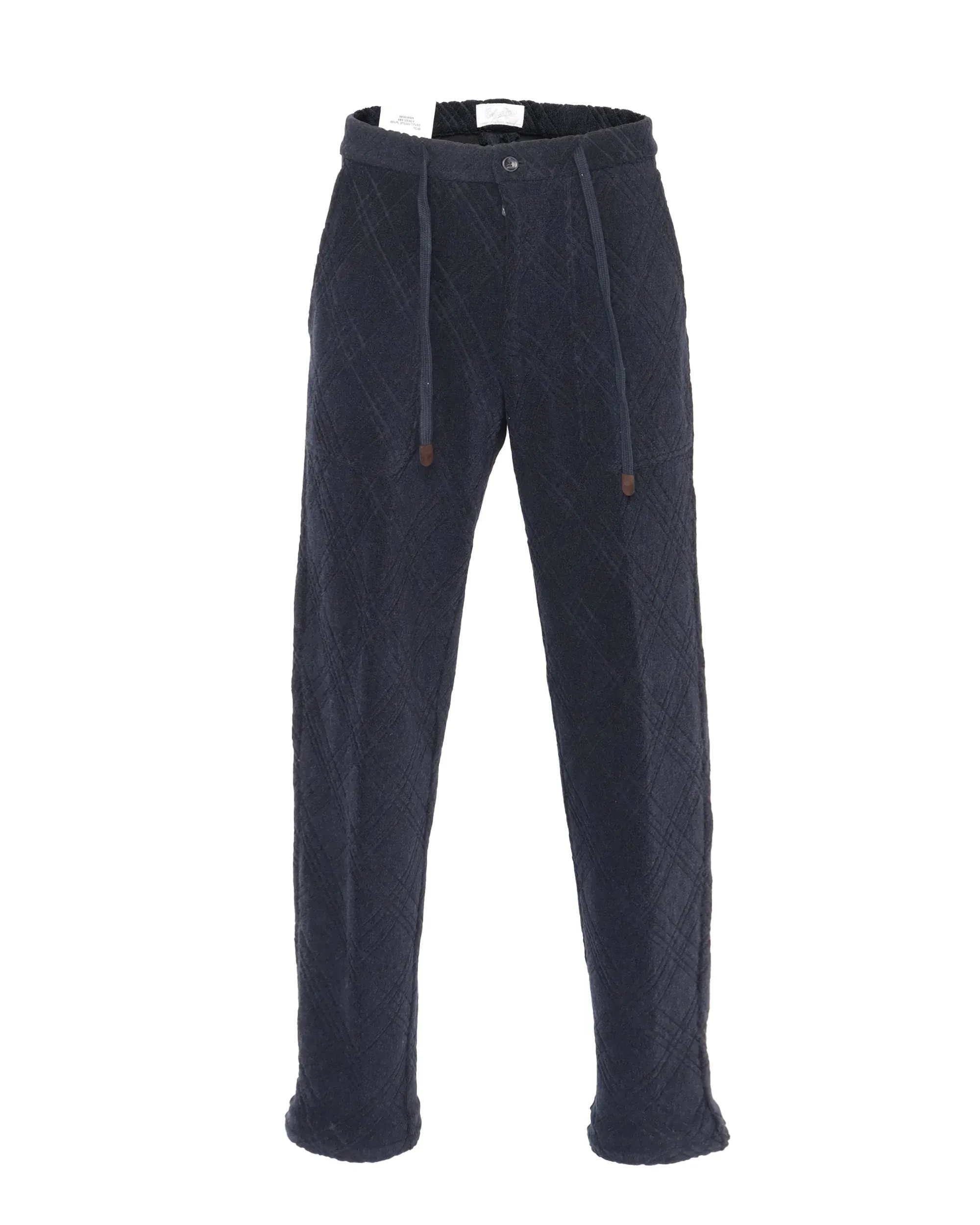 MARCO PESCAROLO PANTS - NAVY BLUE - POLYESTER & WOOL TERRY