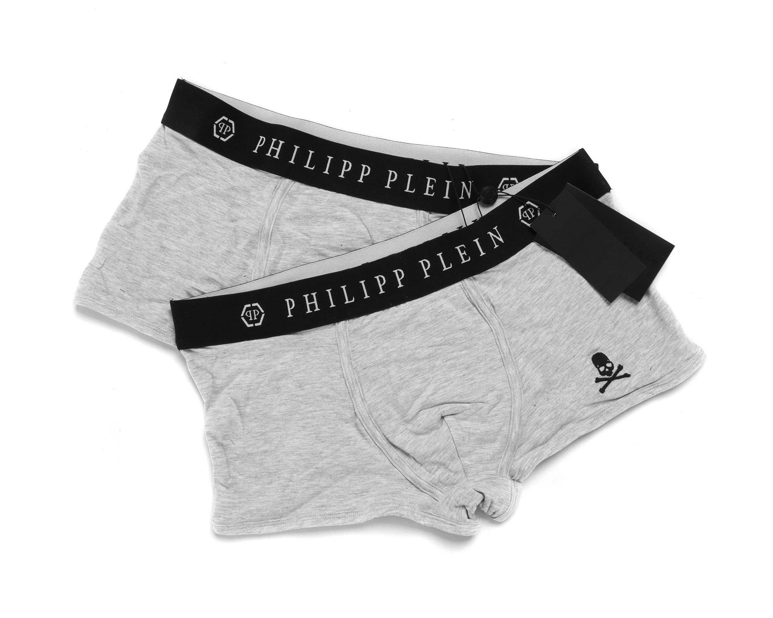PHILIPP PLEIN BOXER BRIEFS BI-PACK - GREY - STRETCH COTTON