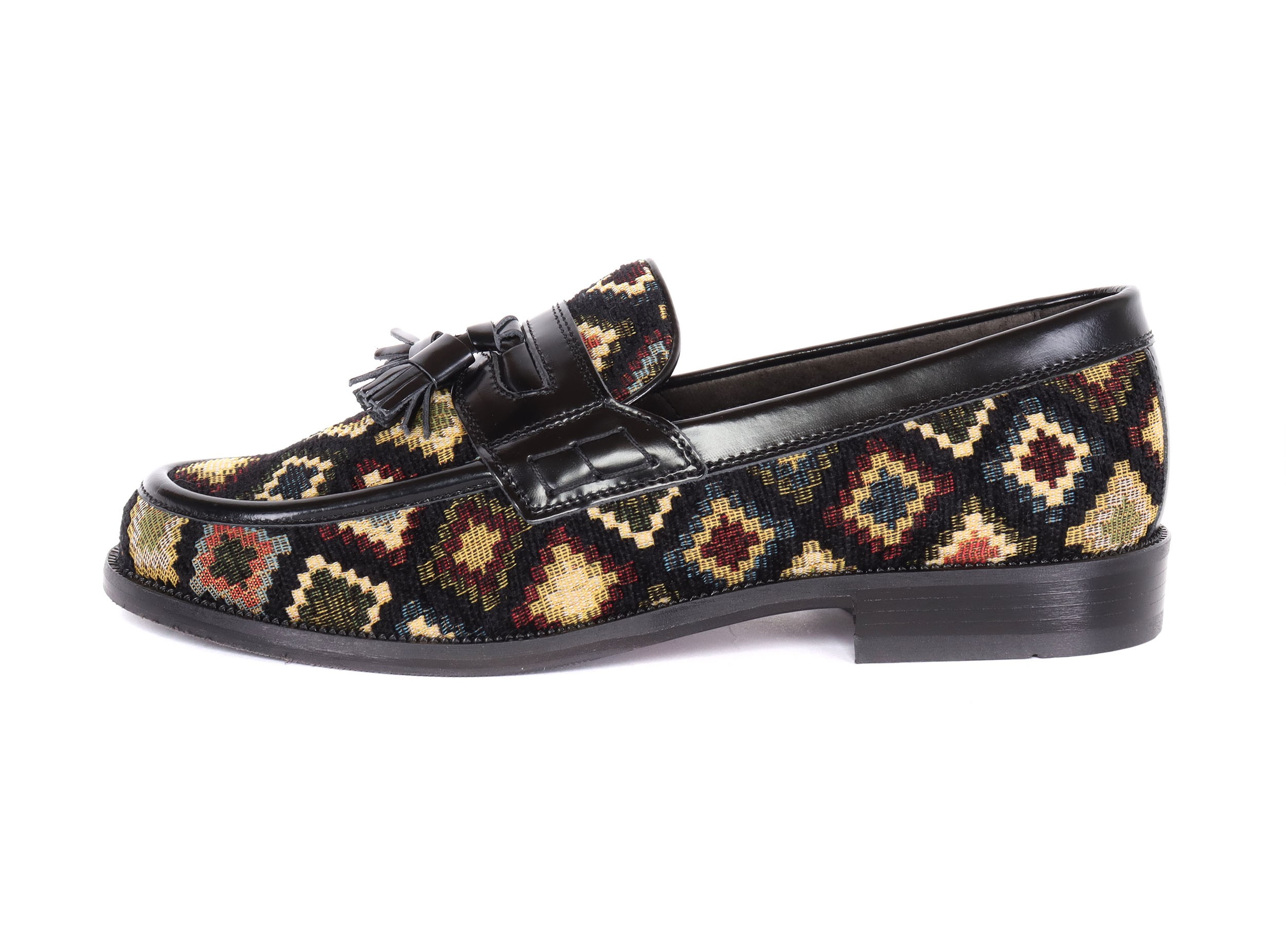 RUSSELL & BROMLEY LOAFERS - CALFSKIN & WOOL - BLACK