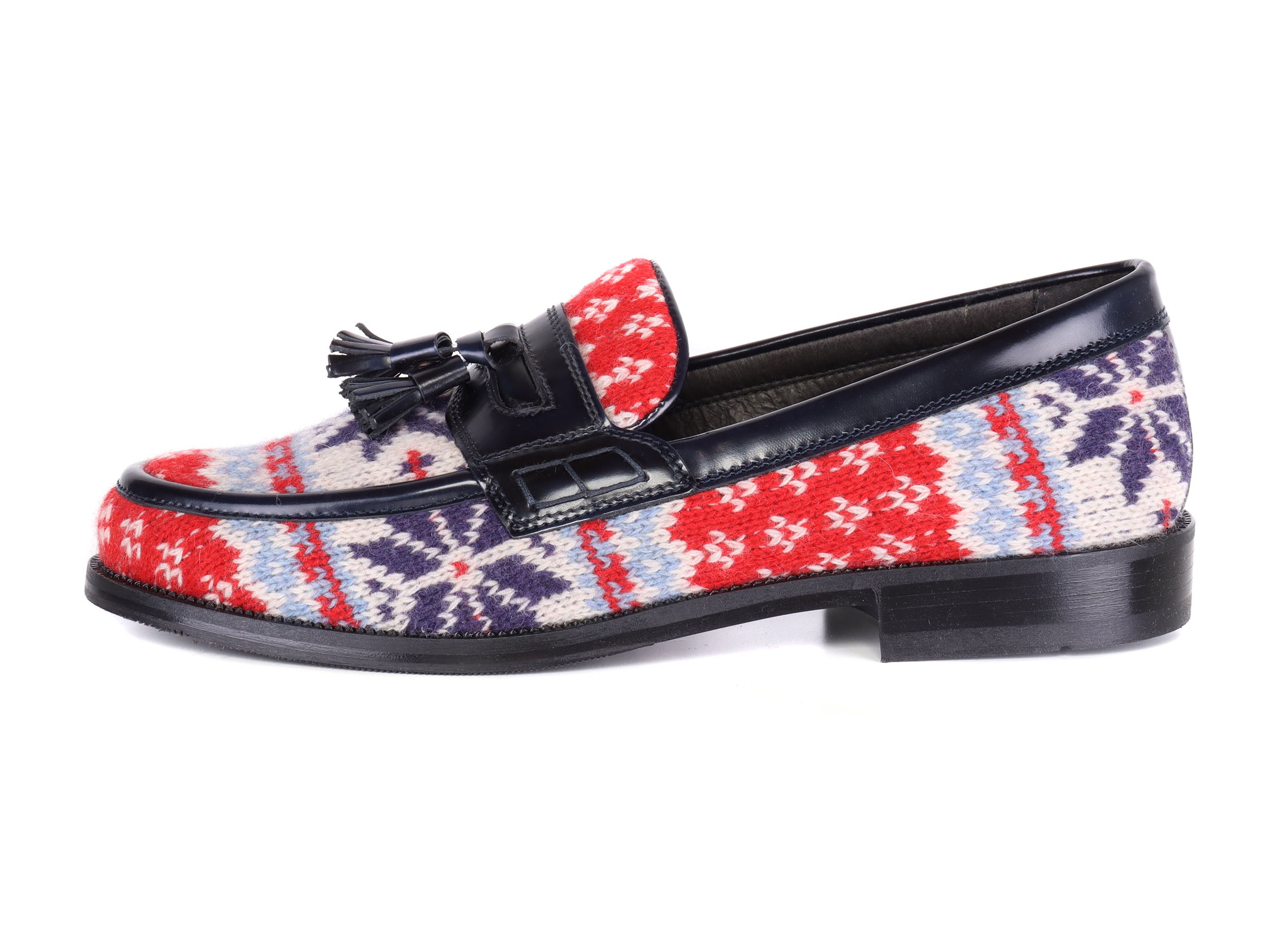 RUSSELL & BROMLEY LOAFERS - CALFSKIN & WOOL - BLUE & MULTICOLOR
