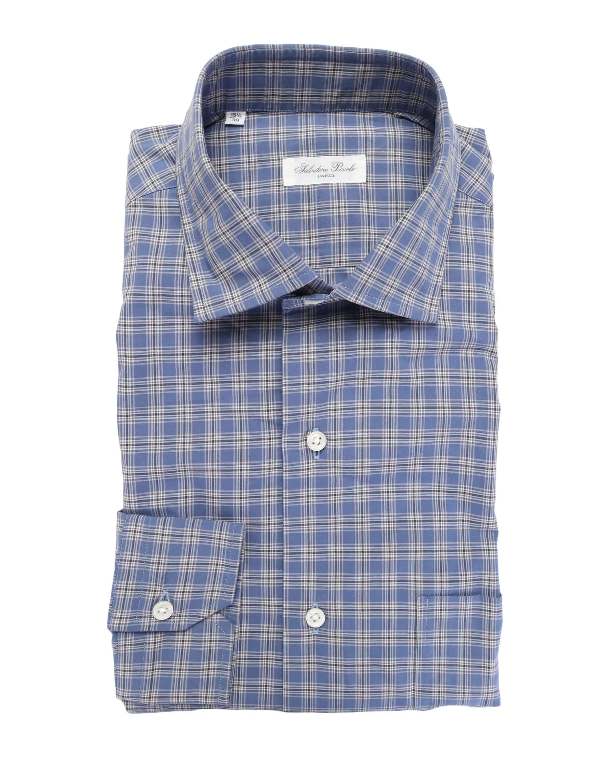 SALVATORE PICCOLO DRESS SHIRT - BLUE - COTTON