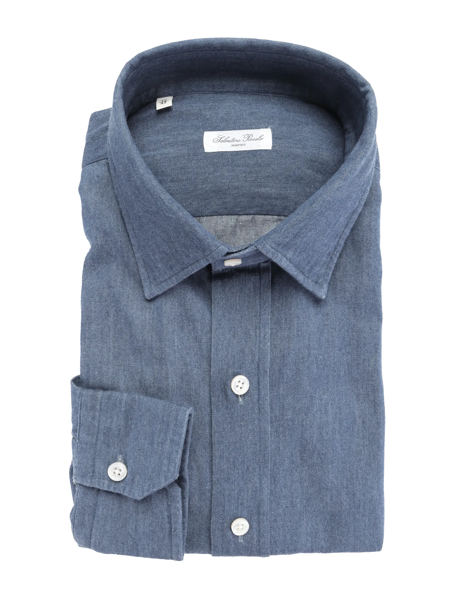SALVATORE PICCOLO DRESS SHIRT - DENIM BLUE - COTTON