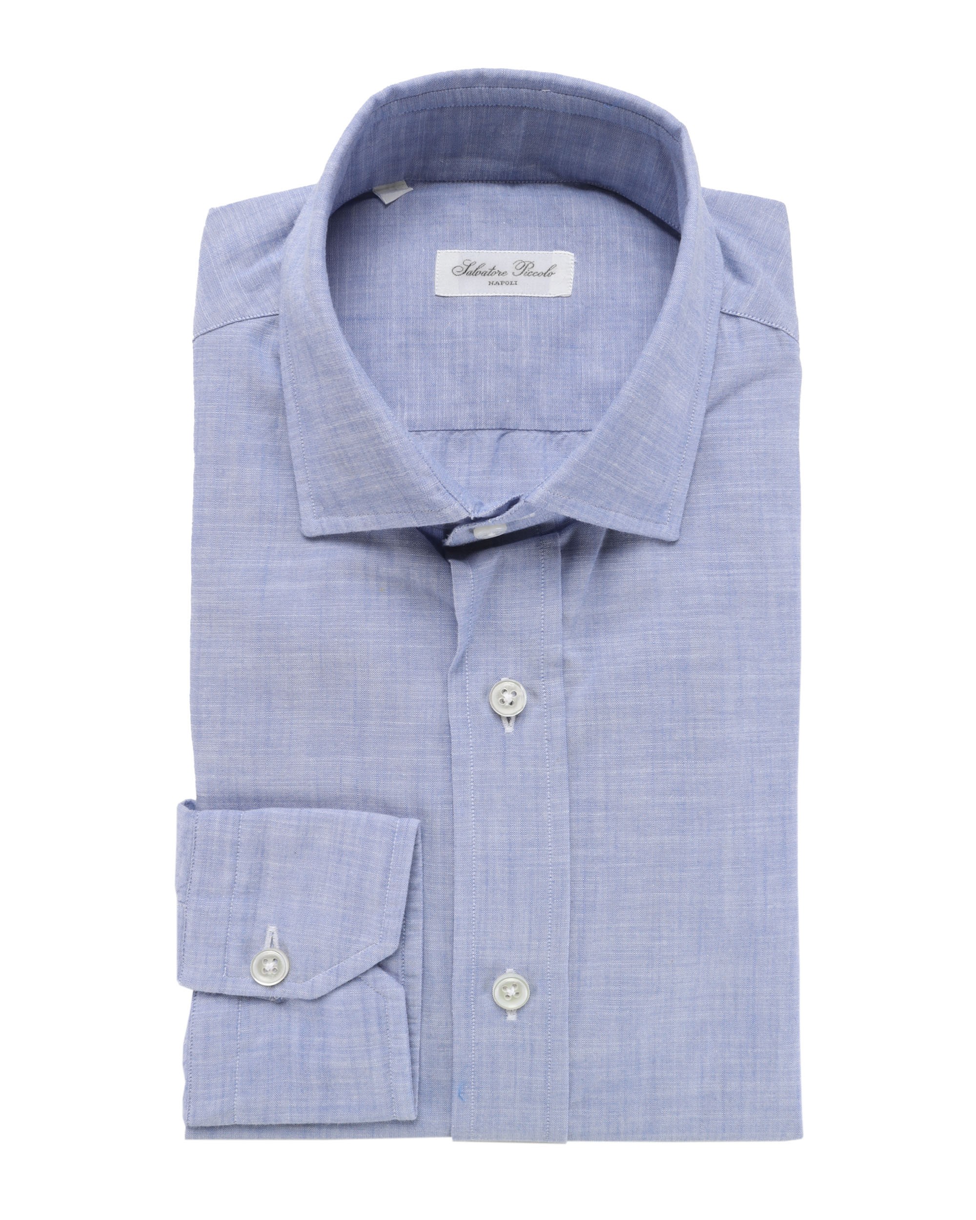 SALVATORE PICCOLO DRESS SHIRT - BLUE - COTTON