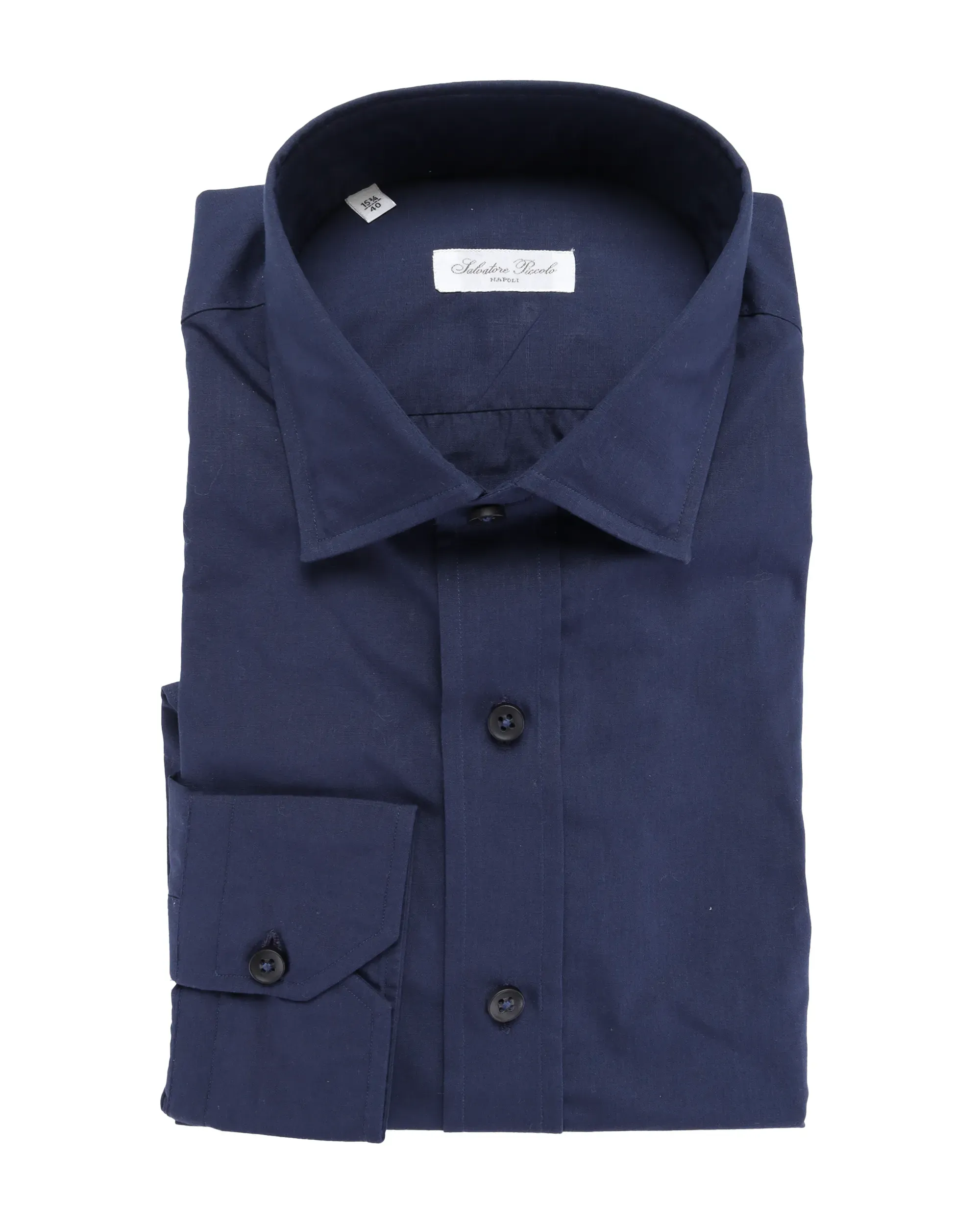 SALVATORE PICCOLO DRESS SHIRT - NAVY BLUE - COTTON