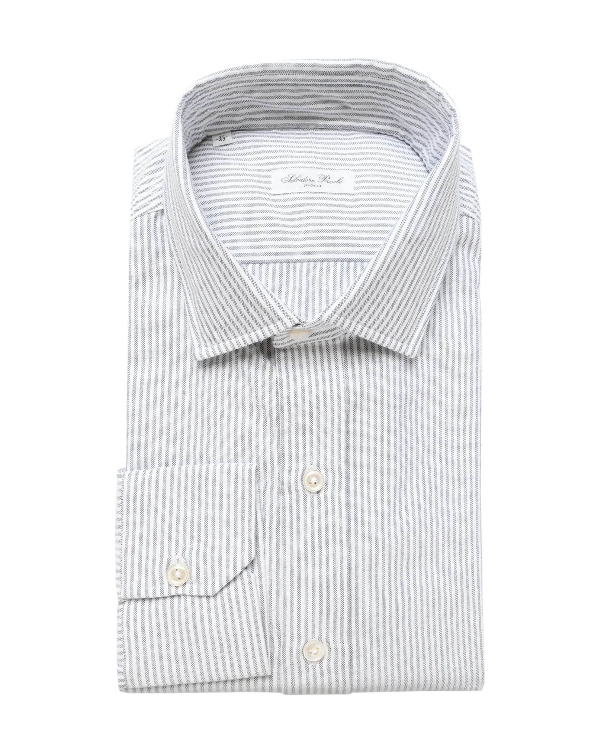SALVATORE PICCOLO DRESS SHIRT - WHITE & BLUE - COTTON