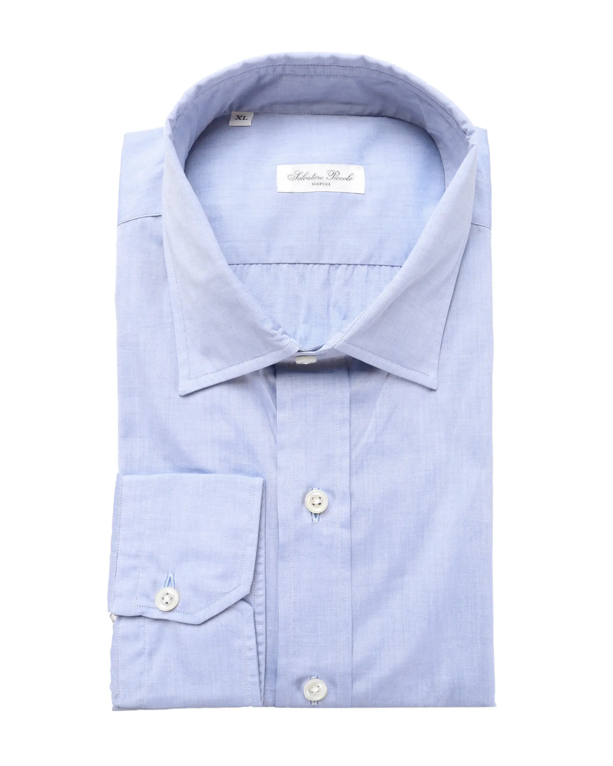 SALVATORE PICCOLO DRESS SHIRT - BLUE - COTTON