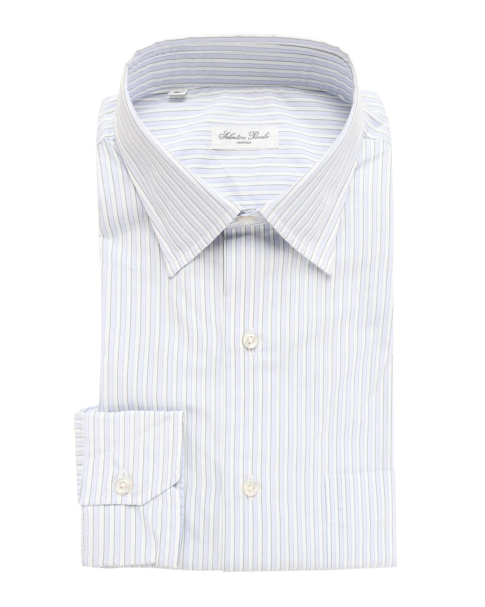 SALVATORE PICCOLO DRESS SHIRT - SKY BLUE, WHITE & GREEN - COTTON