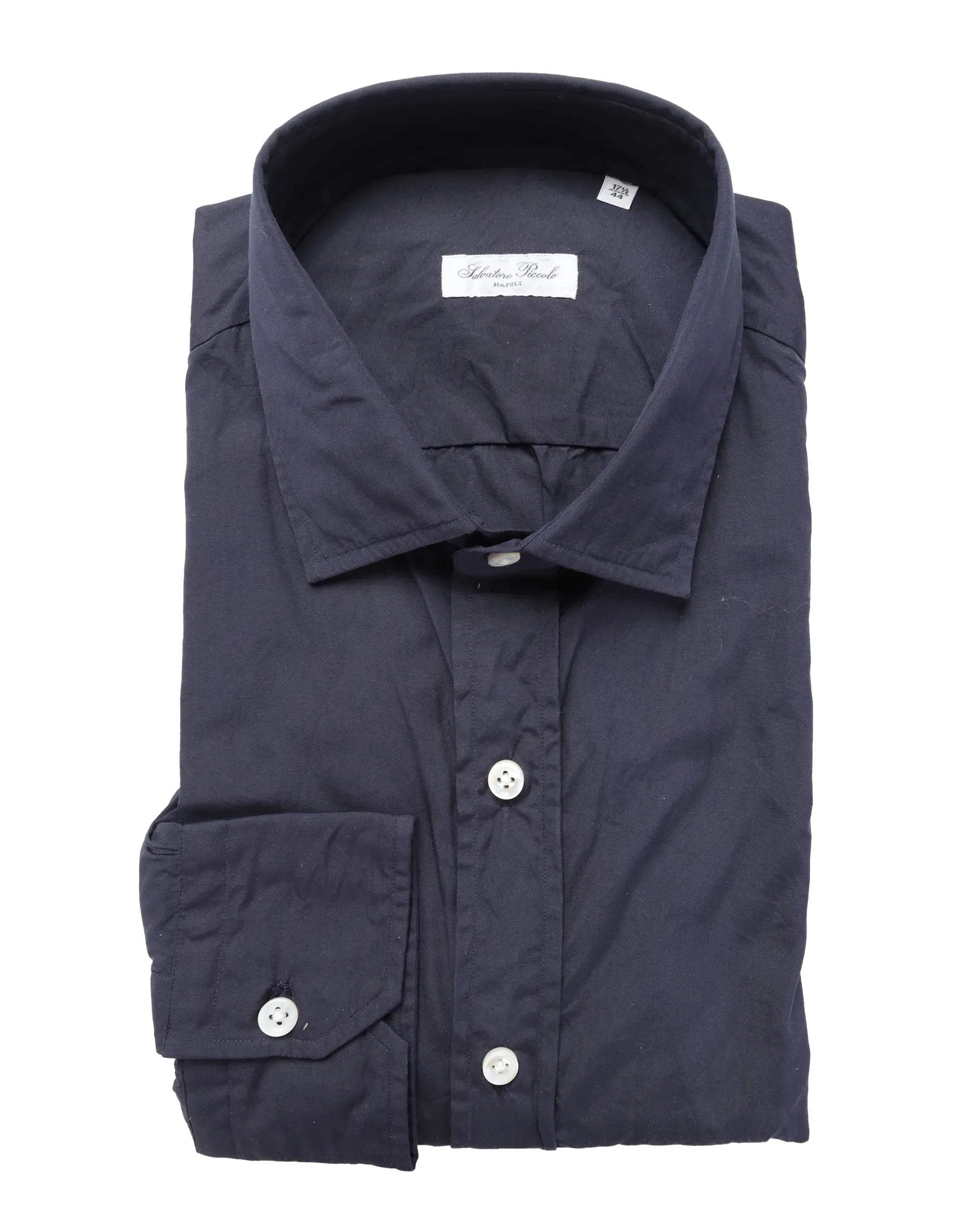 SALVATORE PICCOLO DRESS SHIRT - NAVY BLUE - COTTON