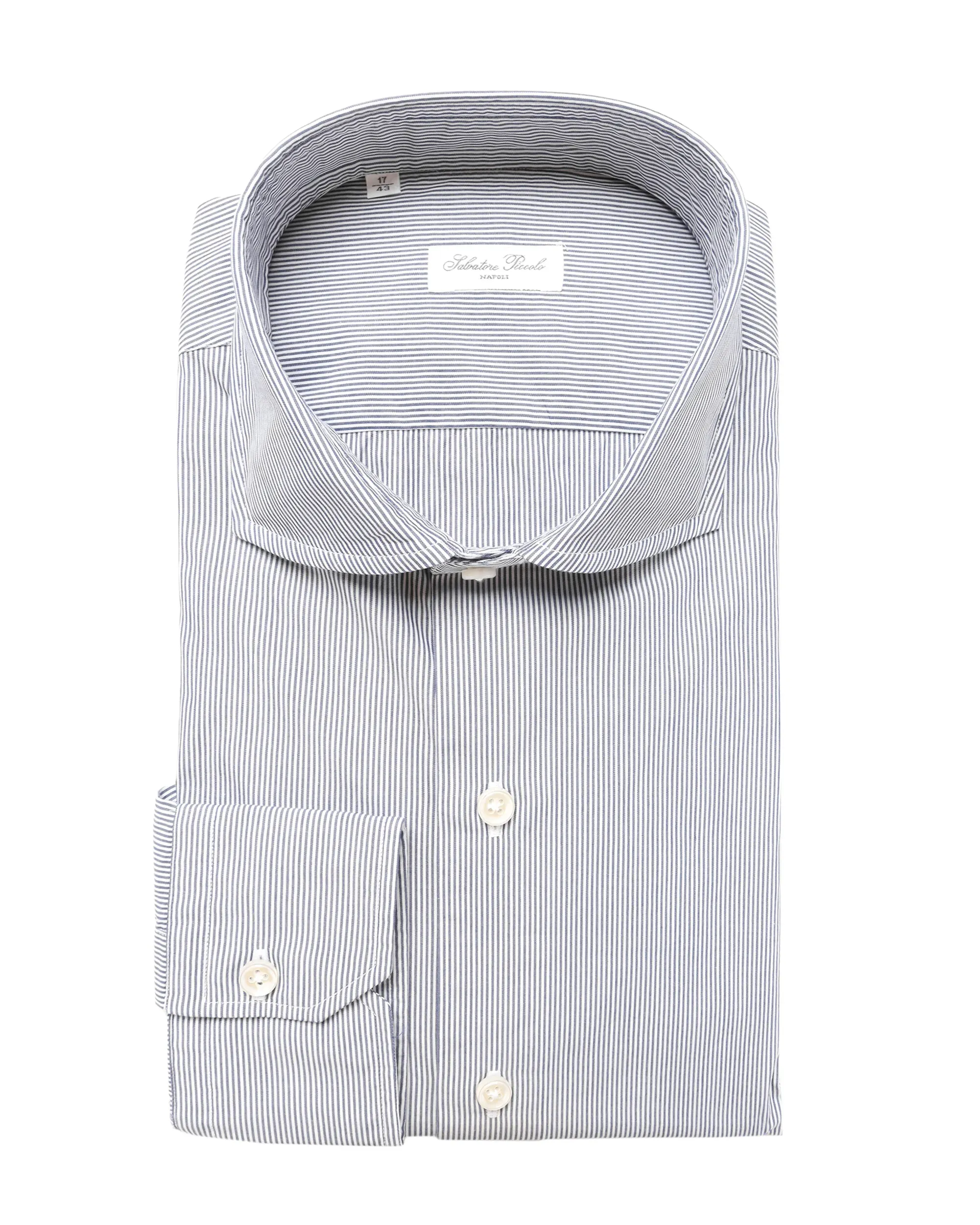 SALVATORE PICCOLO DRESS SHIRT - BLUE & WHITE - COTTON
