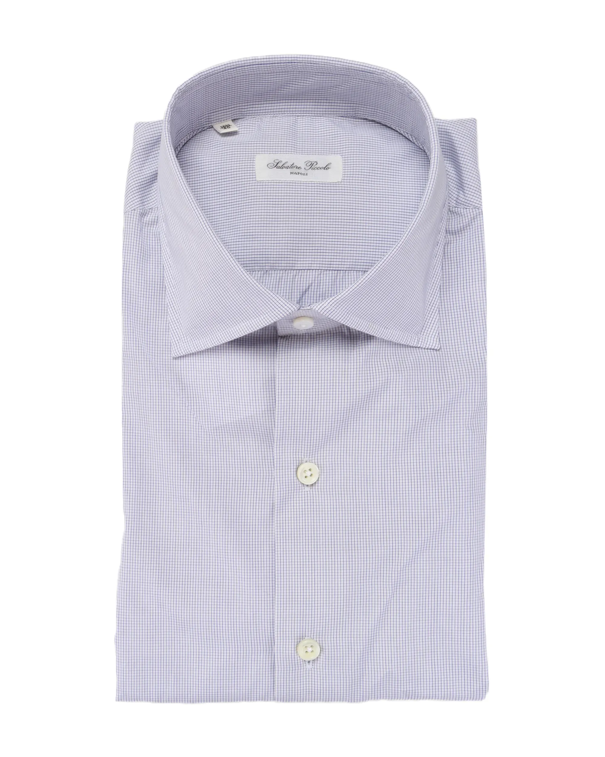 SALVATORE PICCOLO DRESS SHIRT - BLUE & WHITE - COTTON