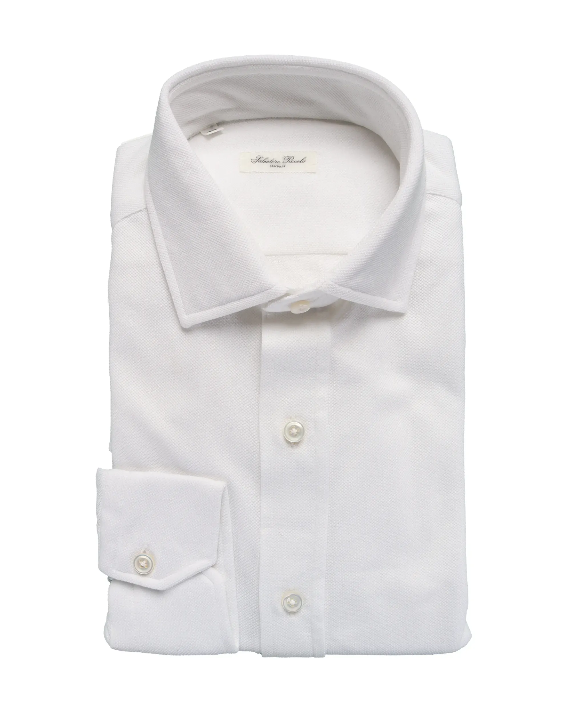 SALVATORE PICCOLO DRESS SHIRT - WHITE - COTTON 
