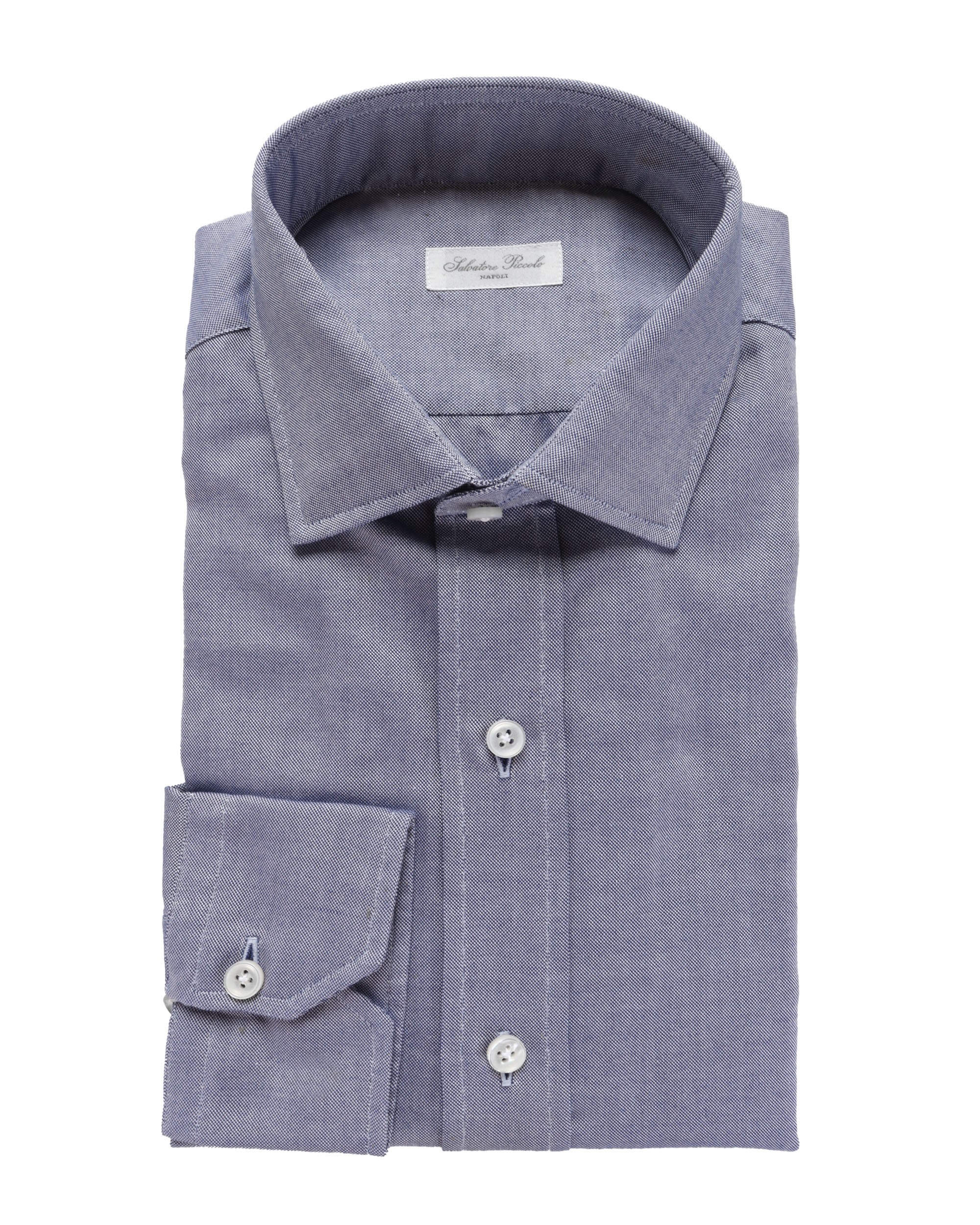 SALVATORE PICCOLO DRESS SHIRT - BLUE - COTTON