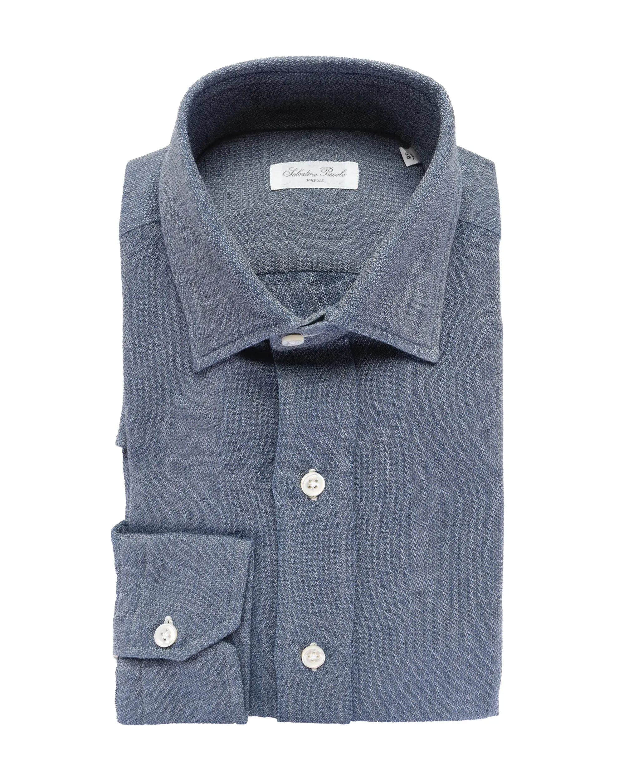 SALVATORE PICCOLO DRESS SHIRT - BLUE - COTTON