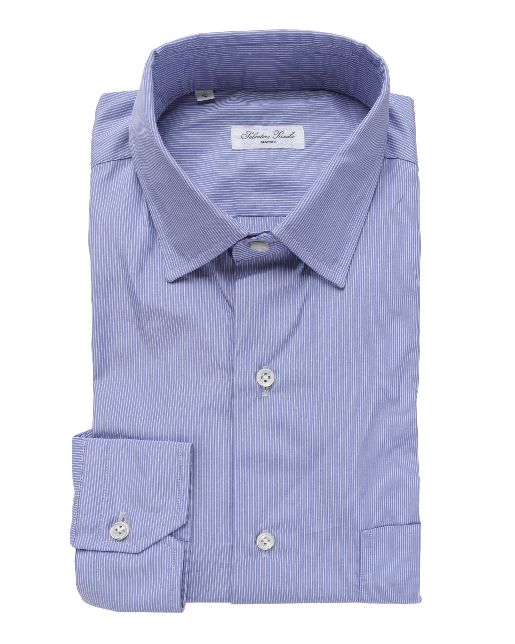 SALVATORE PICCOLO DRESS SHIRT - BLUE & WHITE - COTTON
