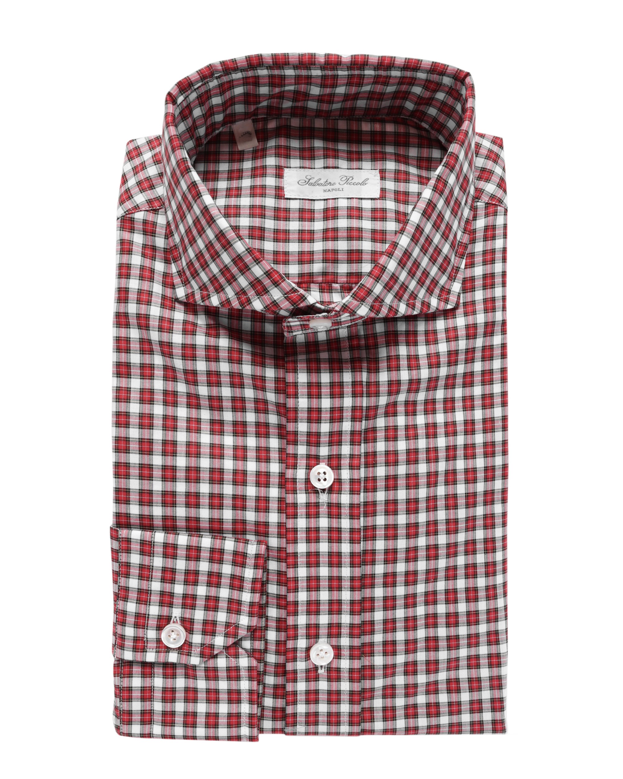 SALVATORE PICCOLO DRESS SHIRT - RED, WHITE & BLACK - COTTON