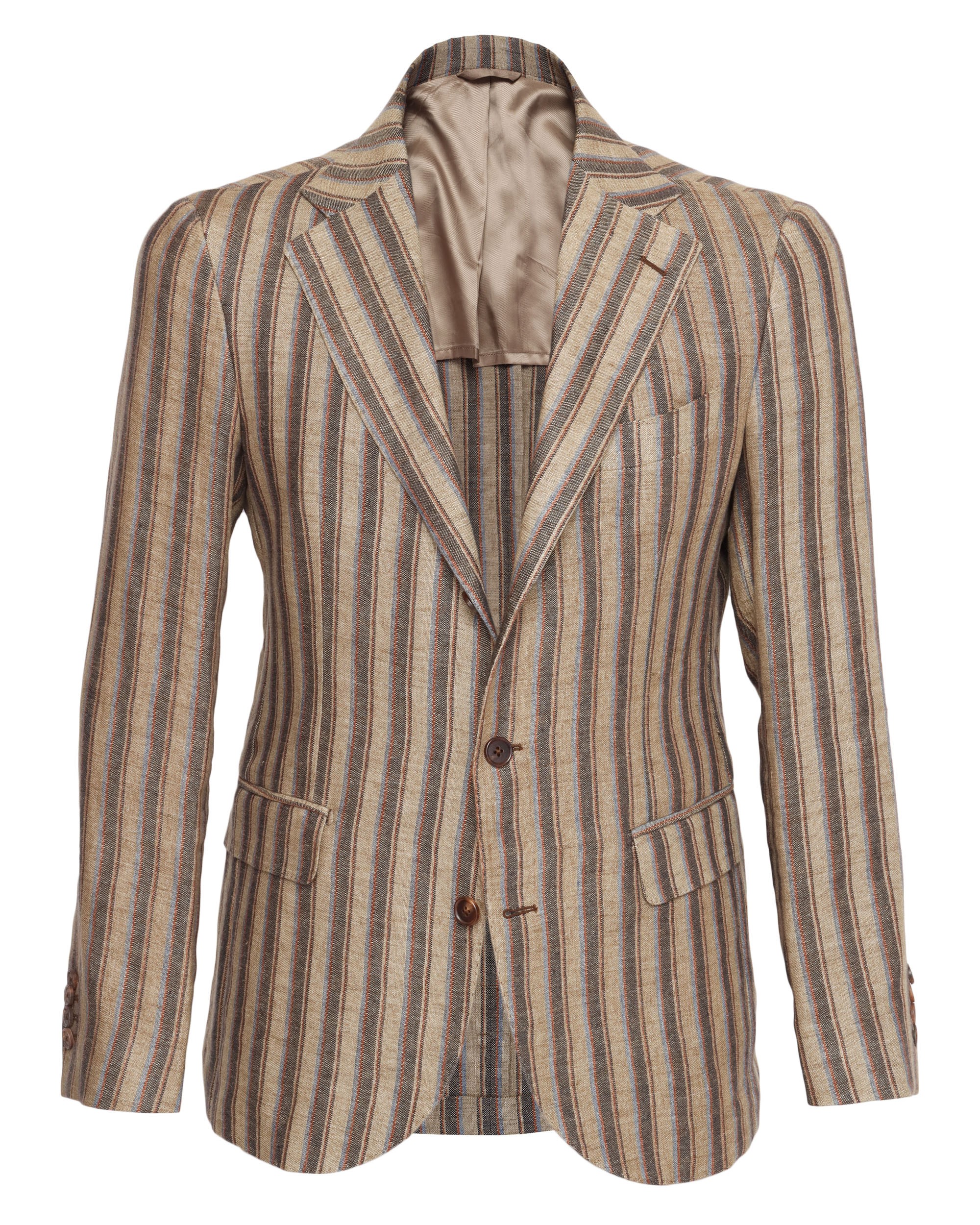 SALVATORE PICCOLO SPORT COAT - TAN & BROWN - LINEN