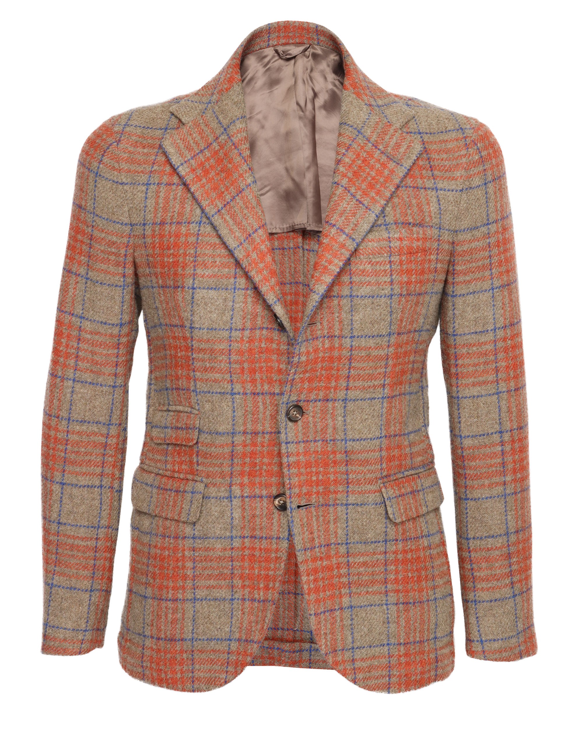 SALVATORE PICCOLO SPORT COAT - BEIGE, ORANGE & BLUE - WOOL TWEED
