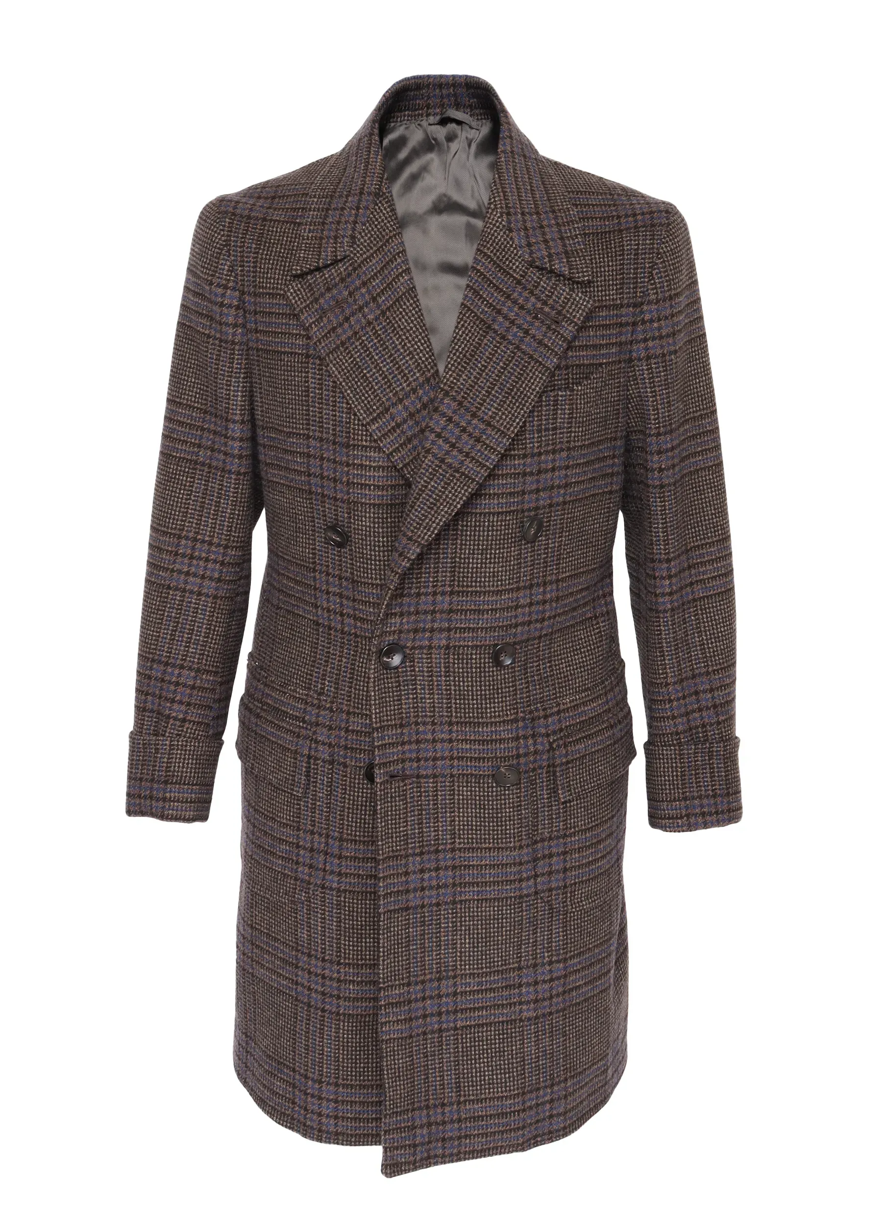 SARTORIA CIARDI OVERCOAT - BROWN, BLACK & BLUE - WOOL
