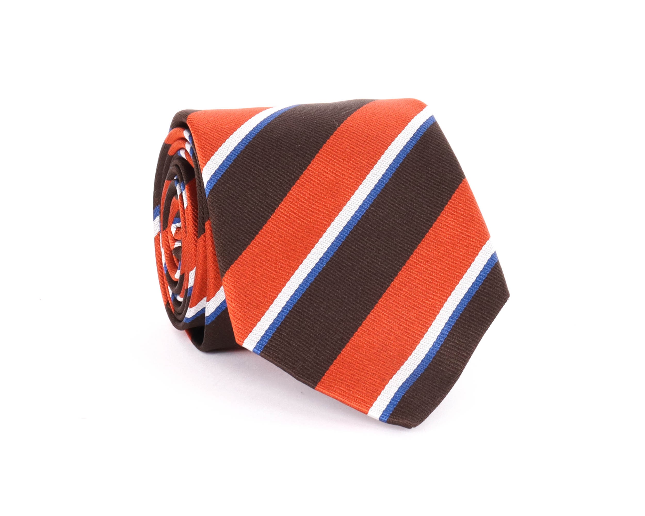 SARTORIA CIARDI TIE - ORANGE & BROWN - PURE SILK