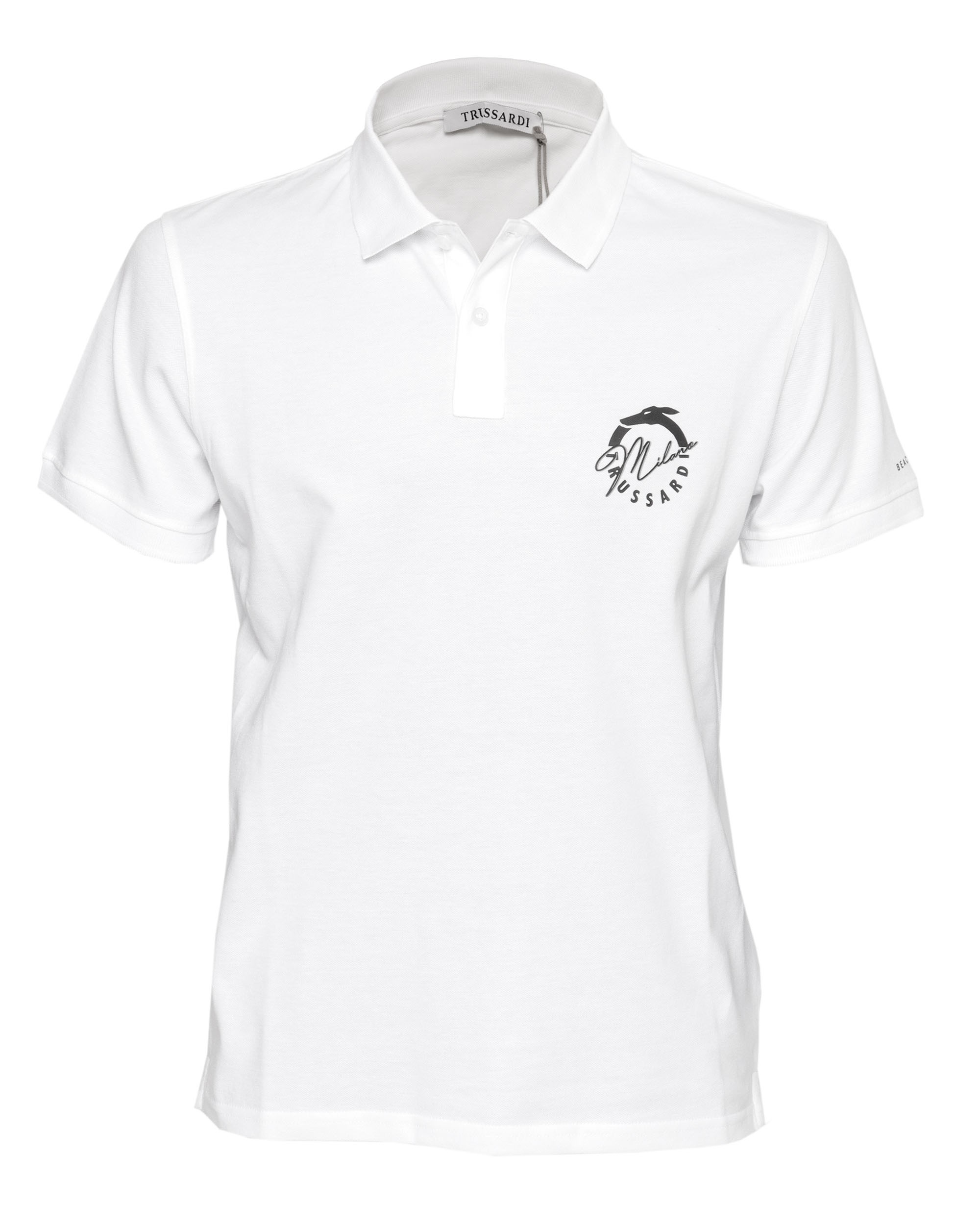 TRUSSARDI POLO SHIRT - WHITE - COTTON PIQUE'