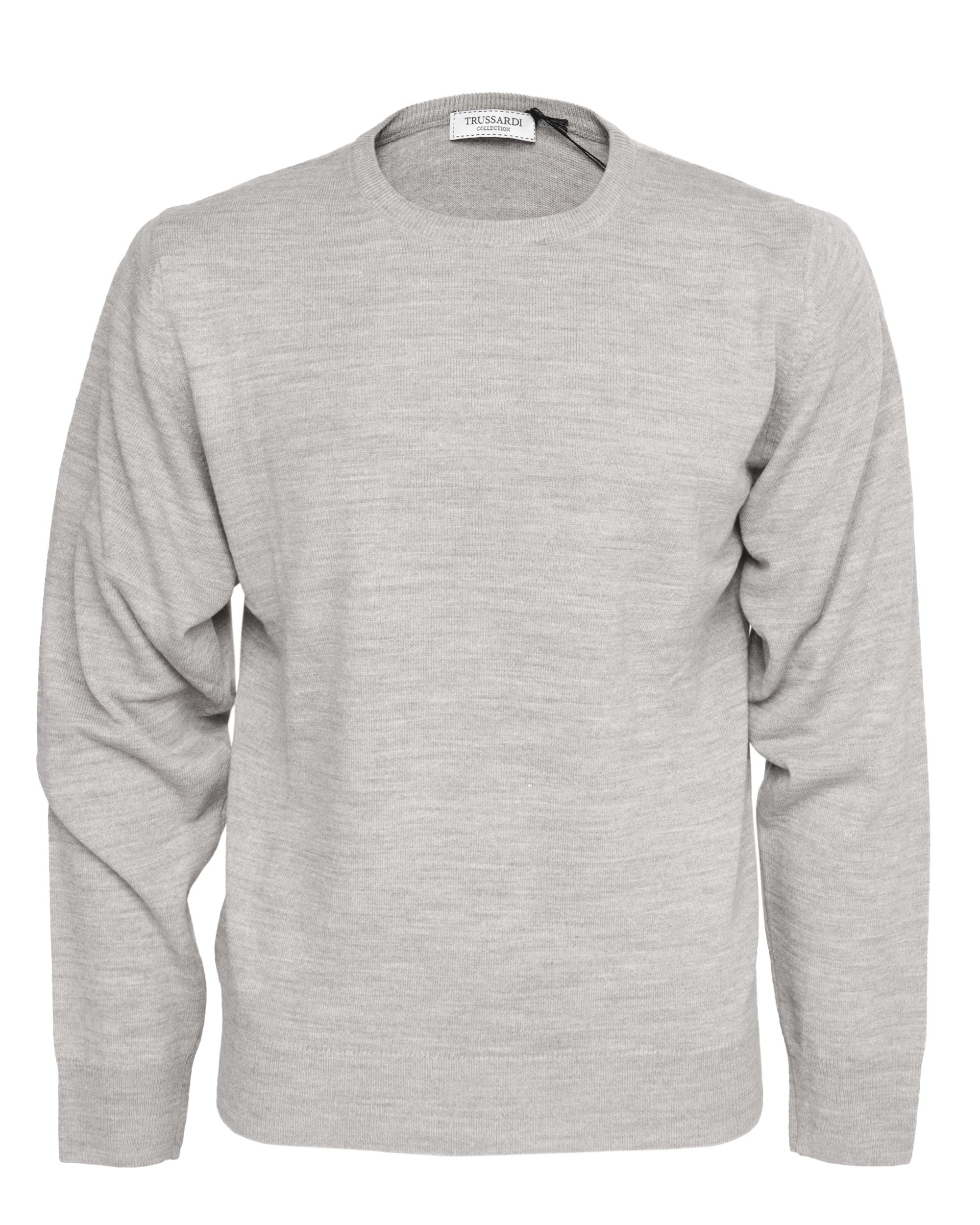 TRUSSARDI COLLECTION SWEATER - LIGHT GREY - MERINO WOOL