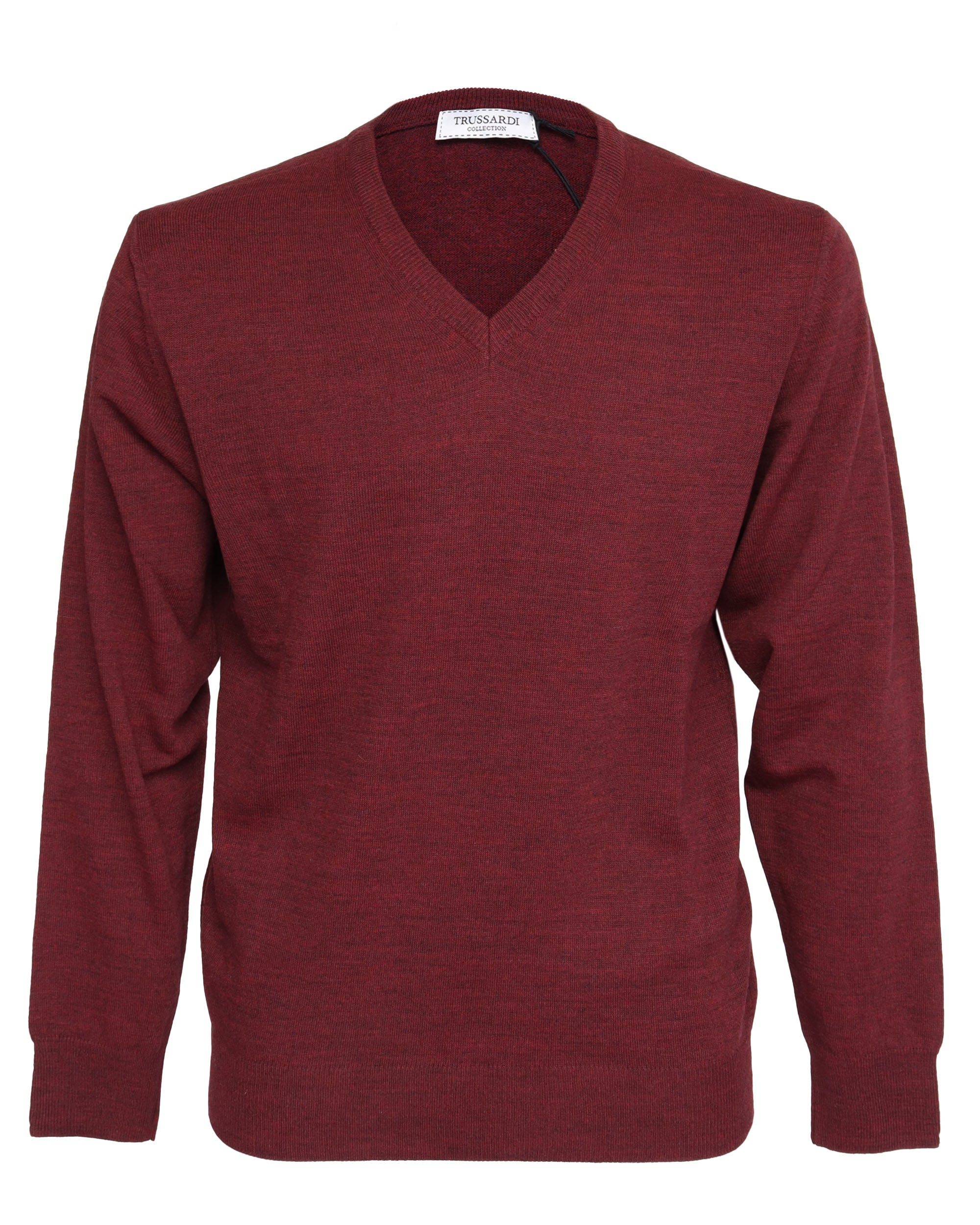 TRUSSARDI COLLECTION SWEATER - BURGUNDY - MERINO WOOL