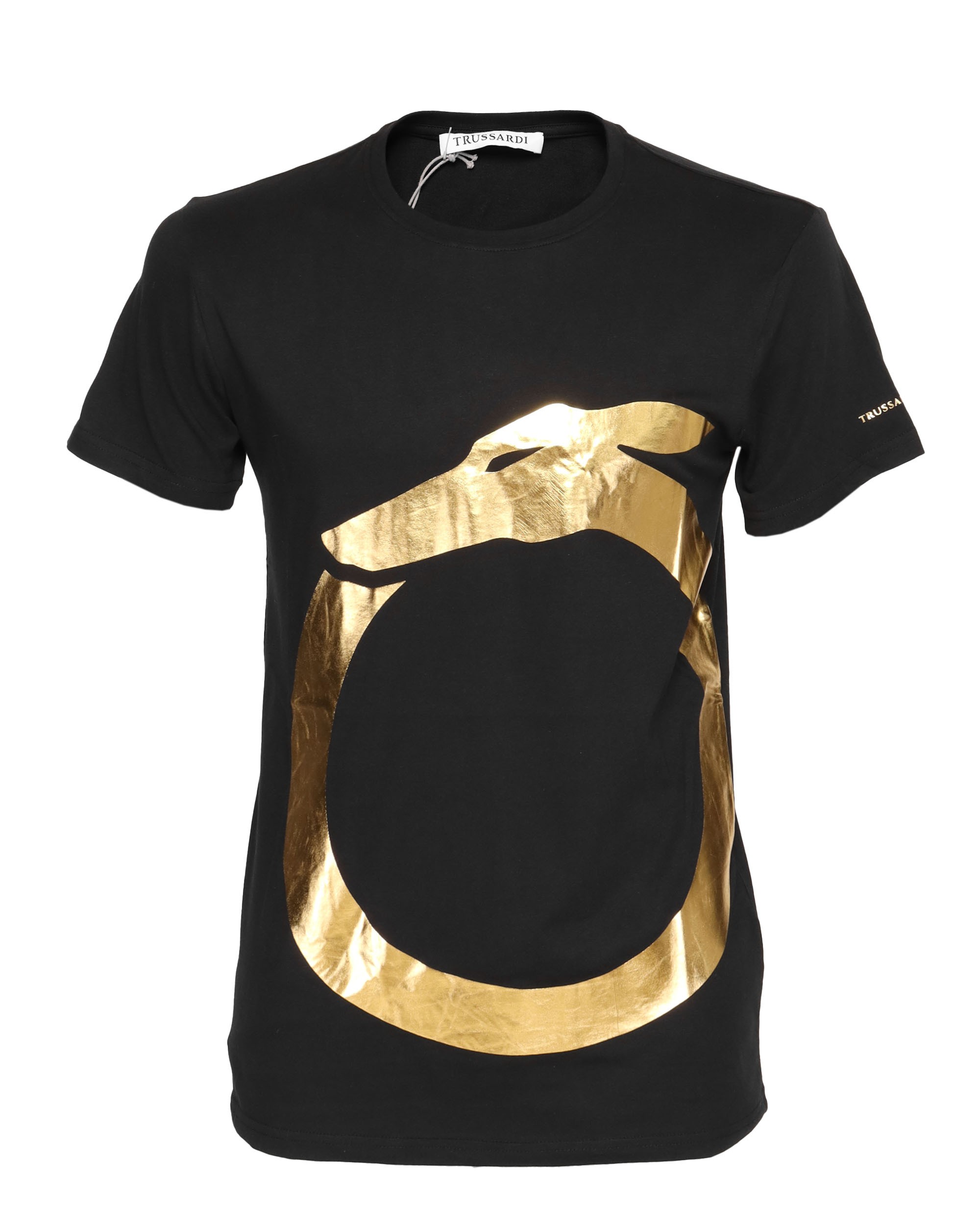 template TRUSSARDI T-SHIRT - BLACK & GOLD - COTTON