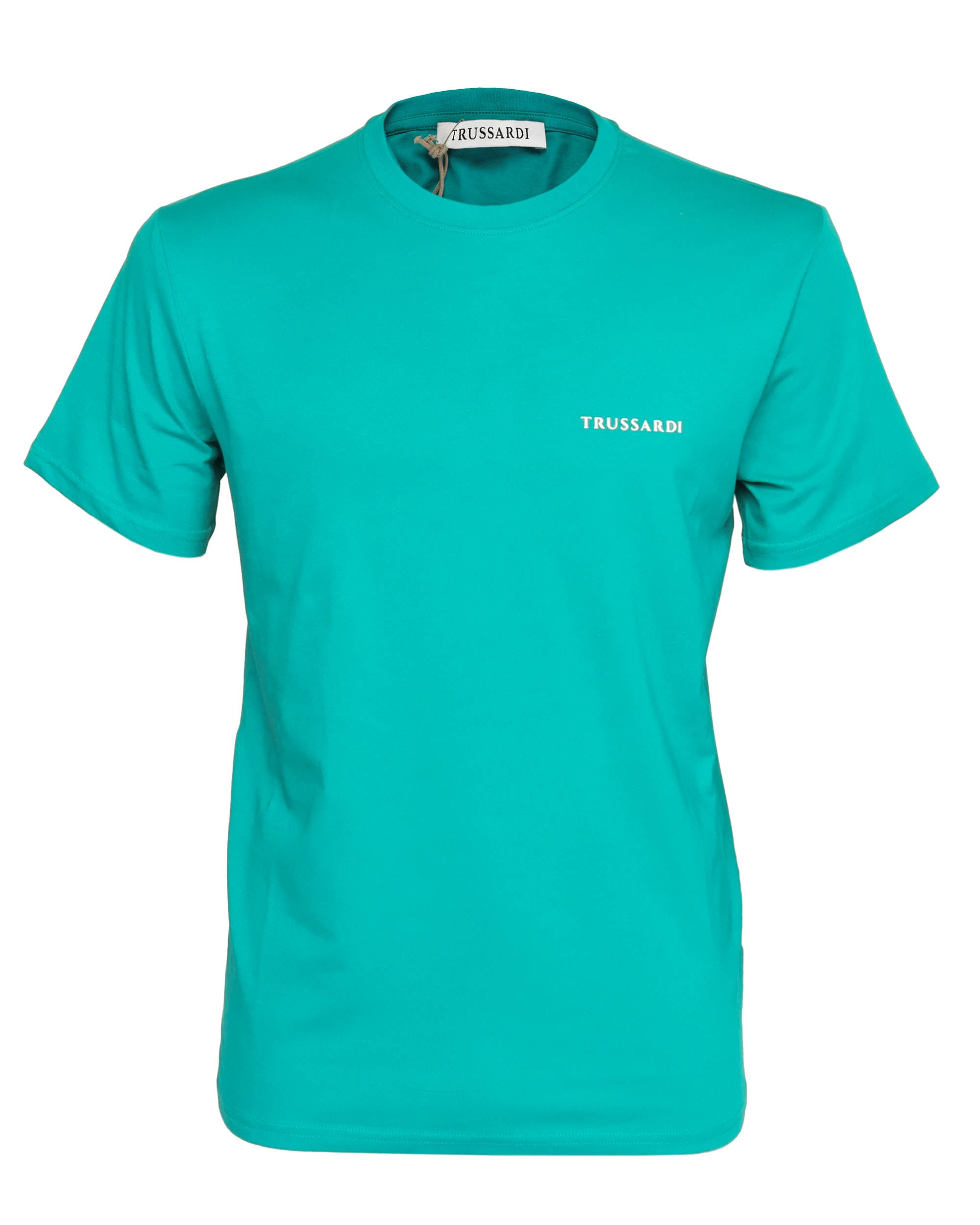 TRUSSARDI T-SHIRT - TURQUOISE - COTTON