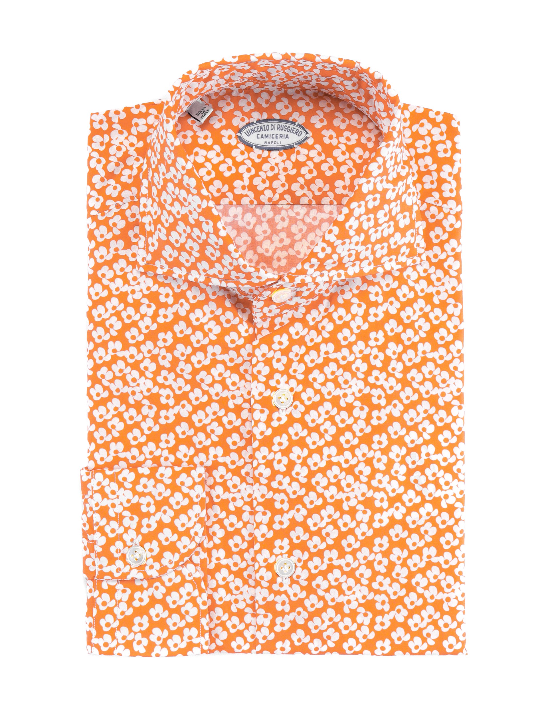VINCENZO DI RUGGIERO DRESS SHIRT - ORANGE & WHITE - COTTON