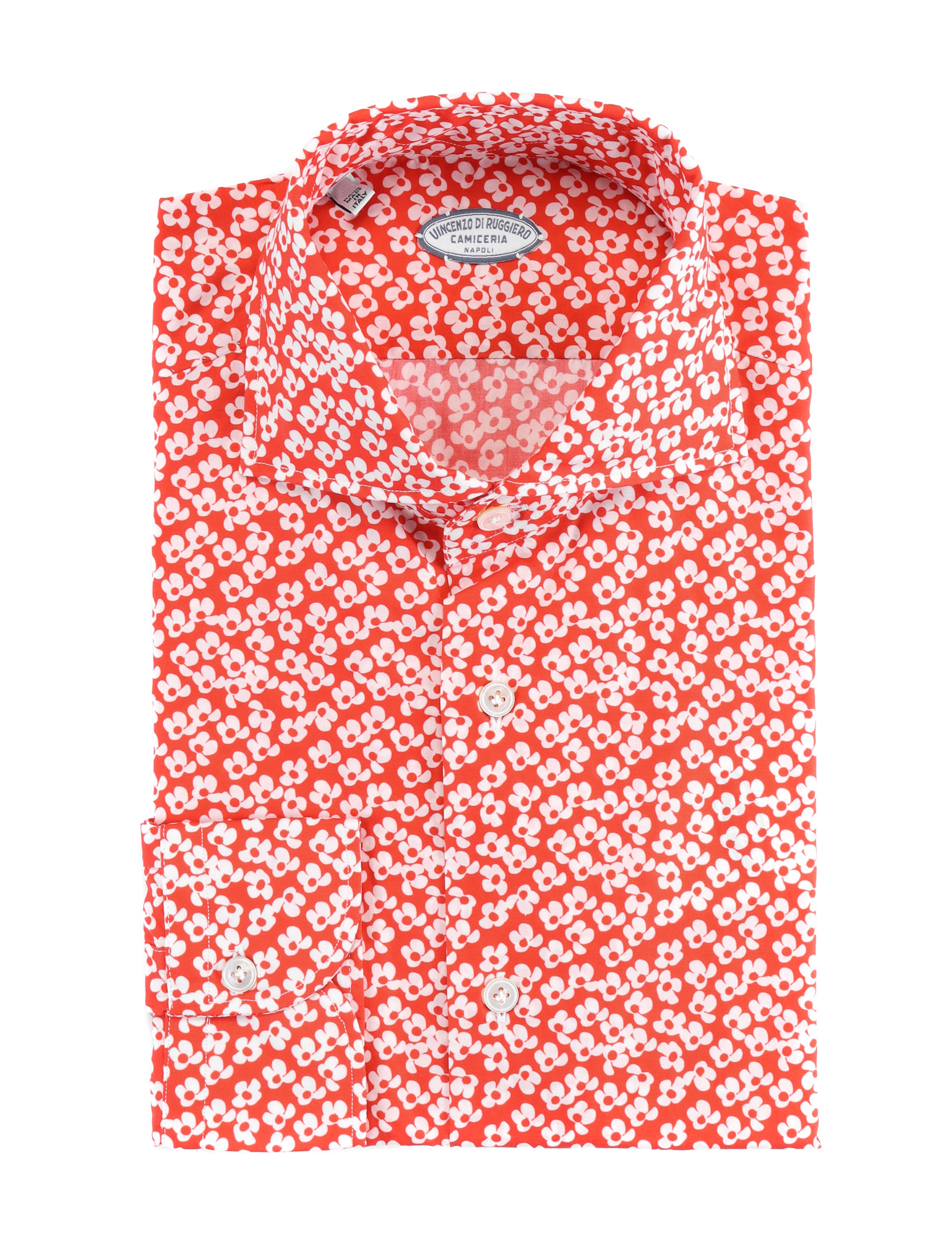 VINCENZO DI RUGGIERO DRESS SHIRT - RED & WHITE - COTTON