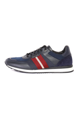 BALLY SNEAKERS CALFSKIN CANVAS NAVY BLUE