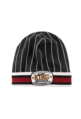 DOLCE GABBANA BEANIE BLACK WHITE RED COTTON