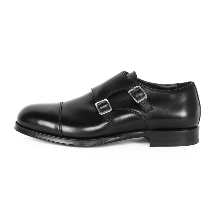 Belsire Milano double monk shoes black handmade Italy